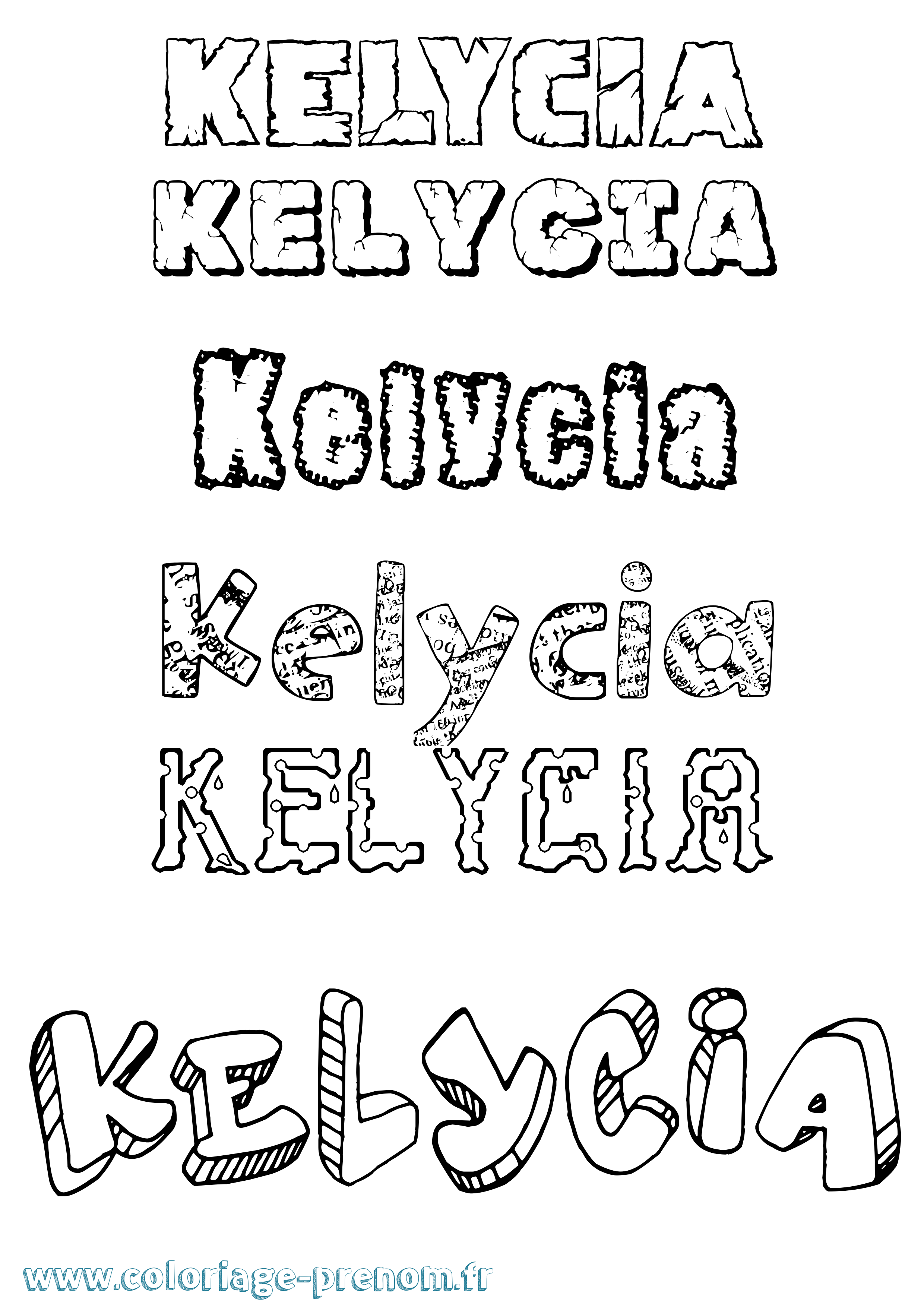 Coloriage Kelycia Destructuré Coloriage prénom Kelycia Destructuré