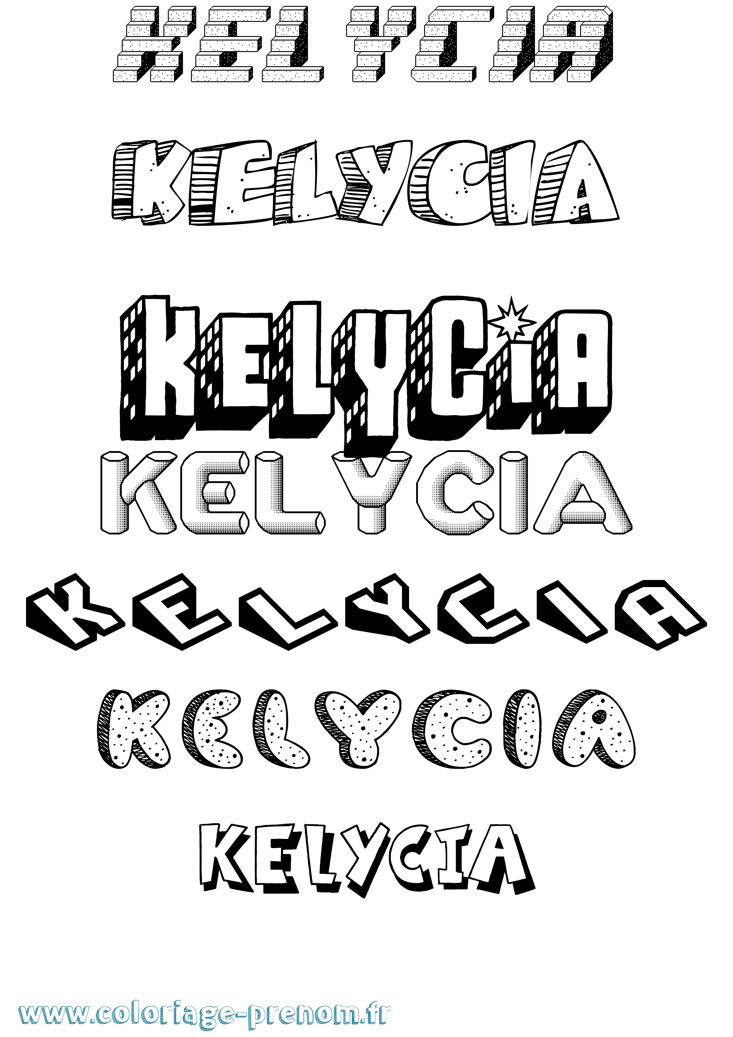 Coloriage Kelycia Effet 3D Coloriage prénom Kelycia Effet 3D