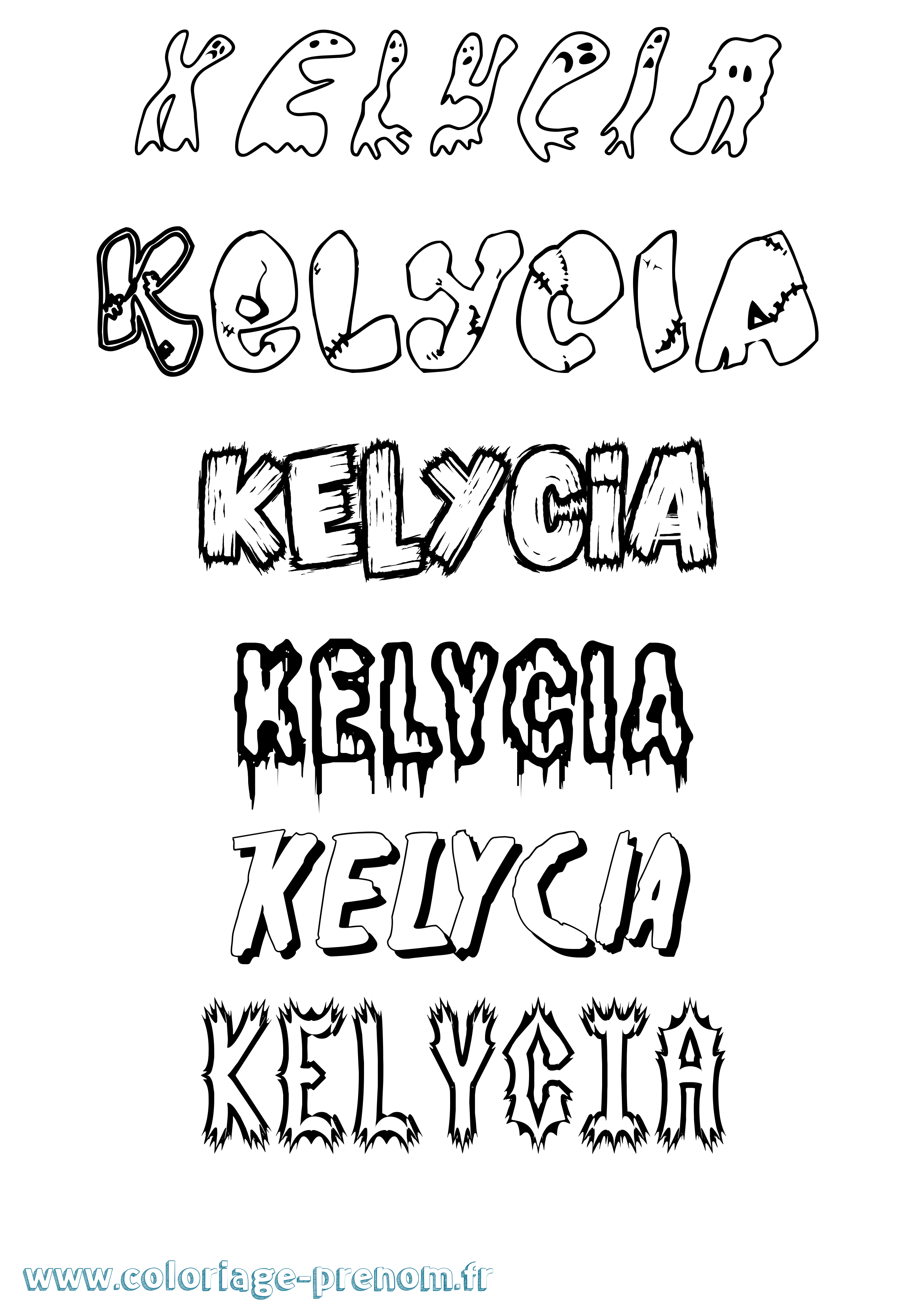 Coloriage Kelycia Frisson Coloriage prénom Kelycia Frisson