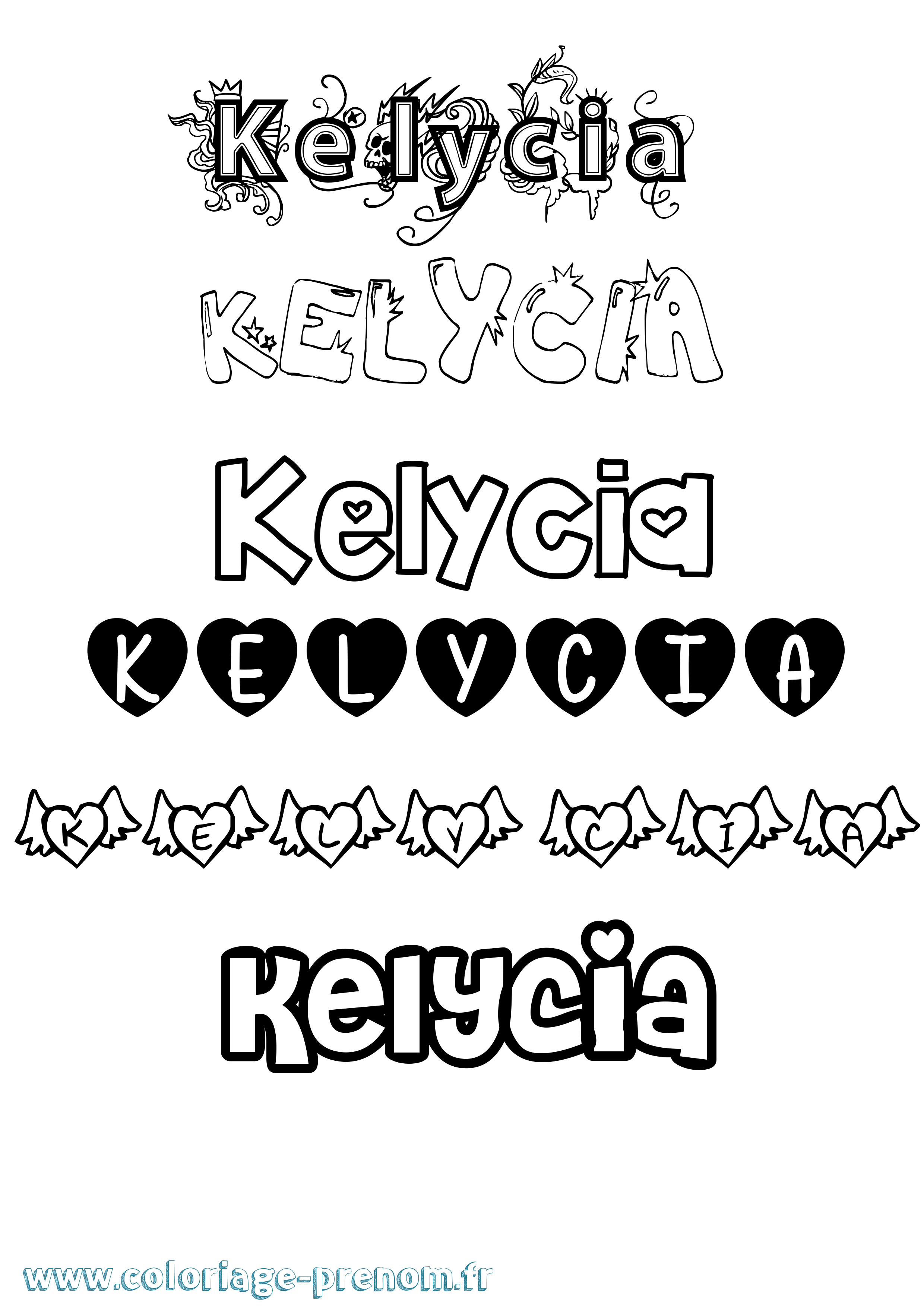 Coloriage Kelycia Girly Coloriage prénom Kelycia Girly