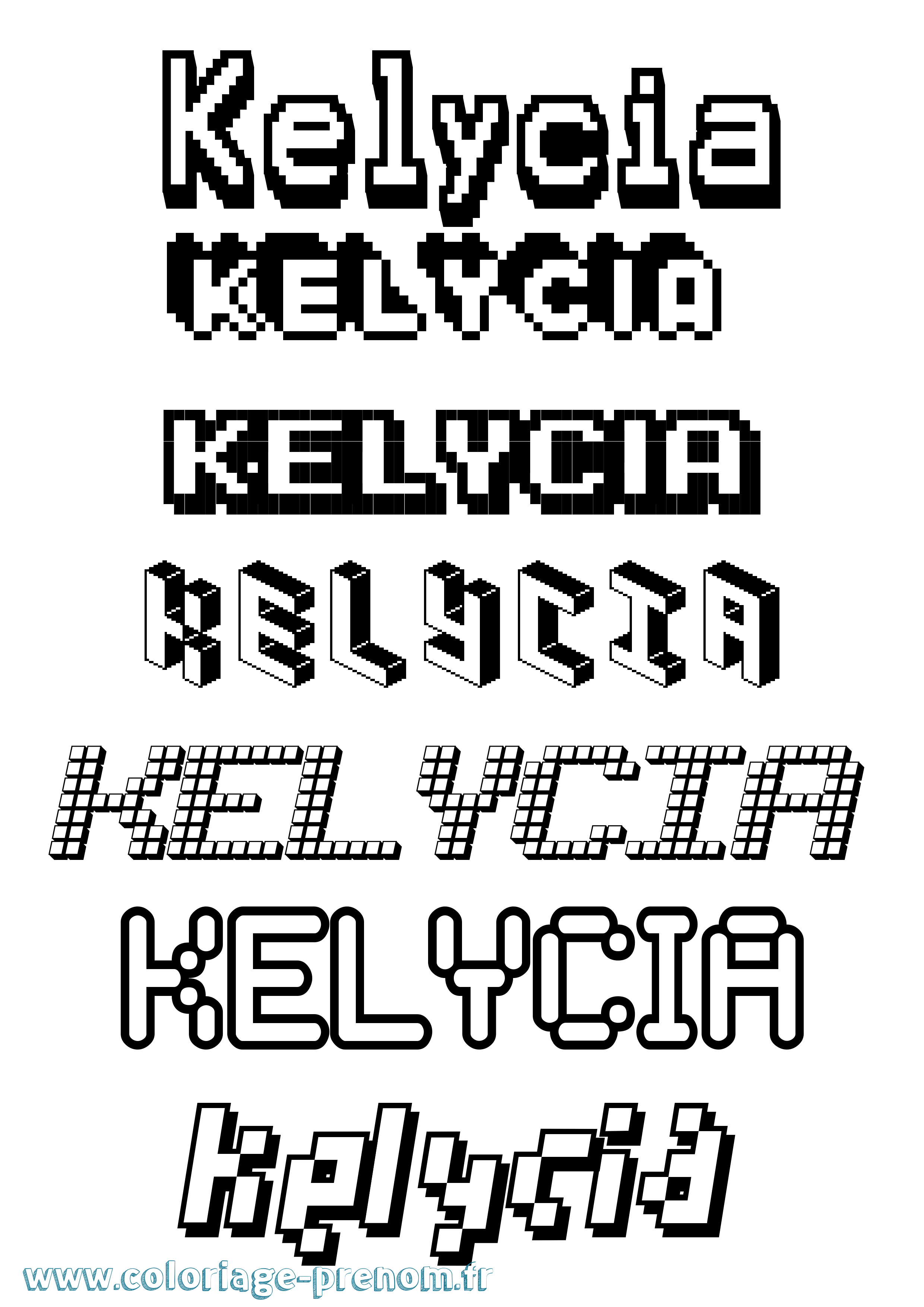 Coloriage Kelycia Pixel Coloriage prénom Kelycia Pixel