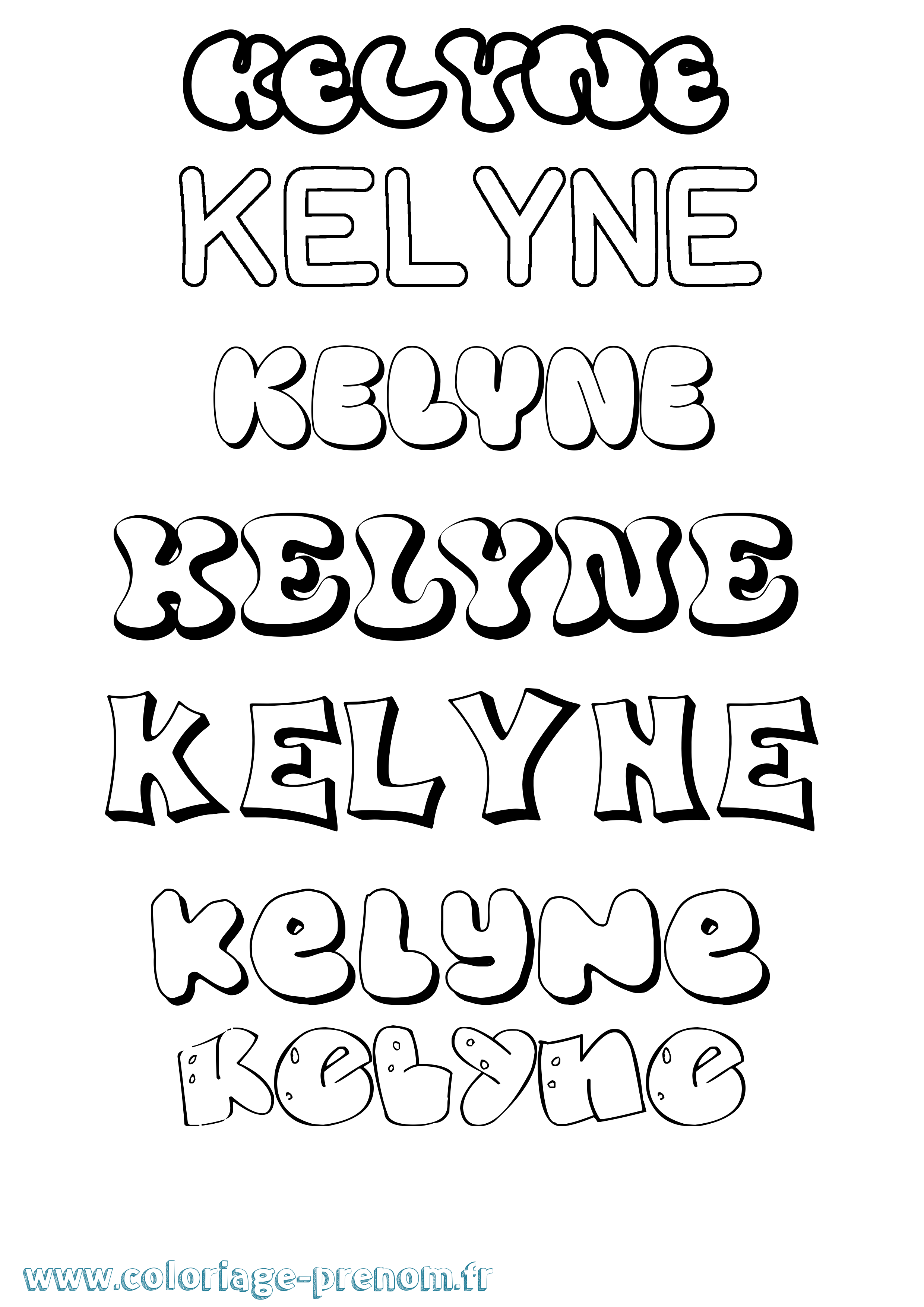 Coloriage Kelyne Bubble Coloriage prénom Kelyne Bubble
