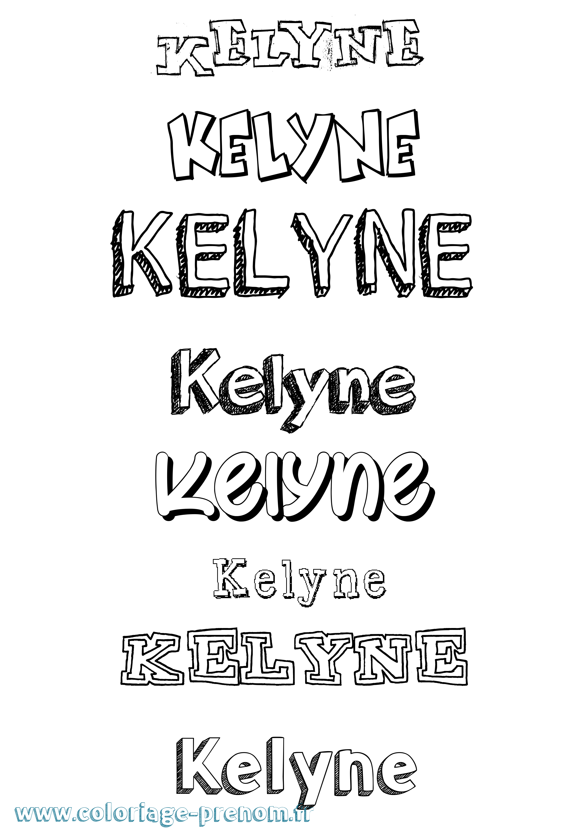 Coloriage Kelyne Dessiné Coloriage prénom Kelyne Dessiné