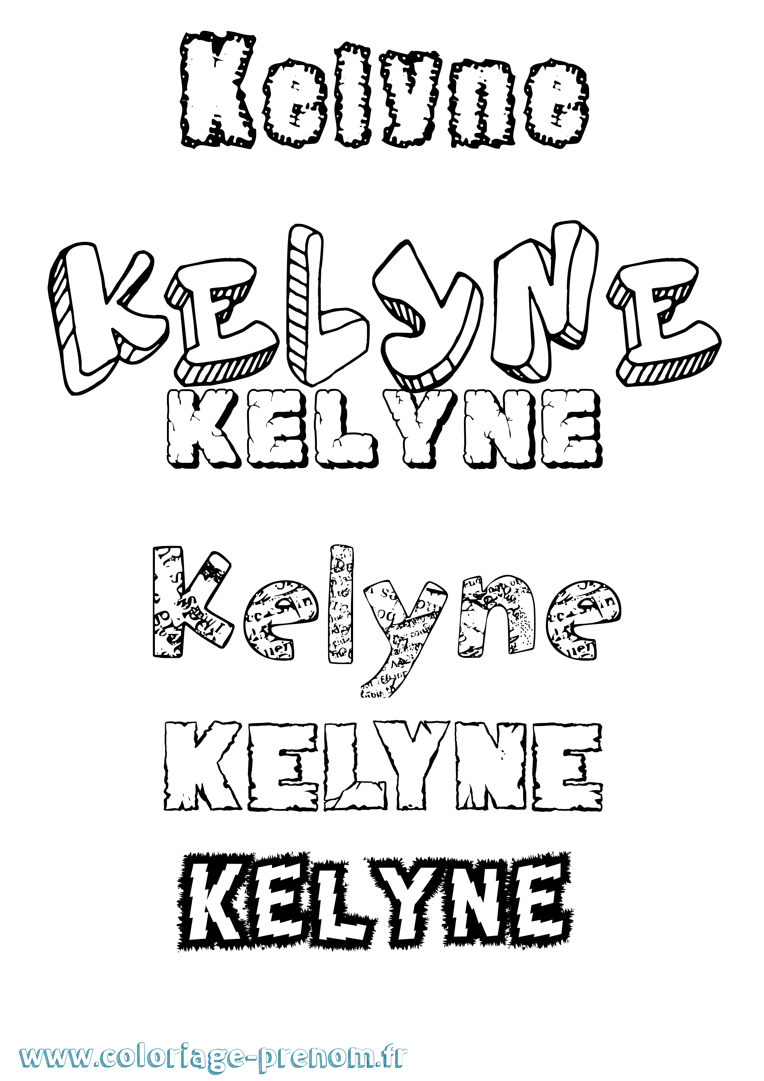 Coloriage Kelyne Destructuré Coloriage prénom Kelyne Destructuré