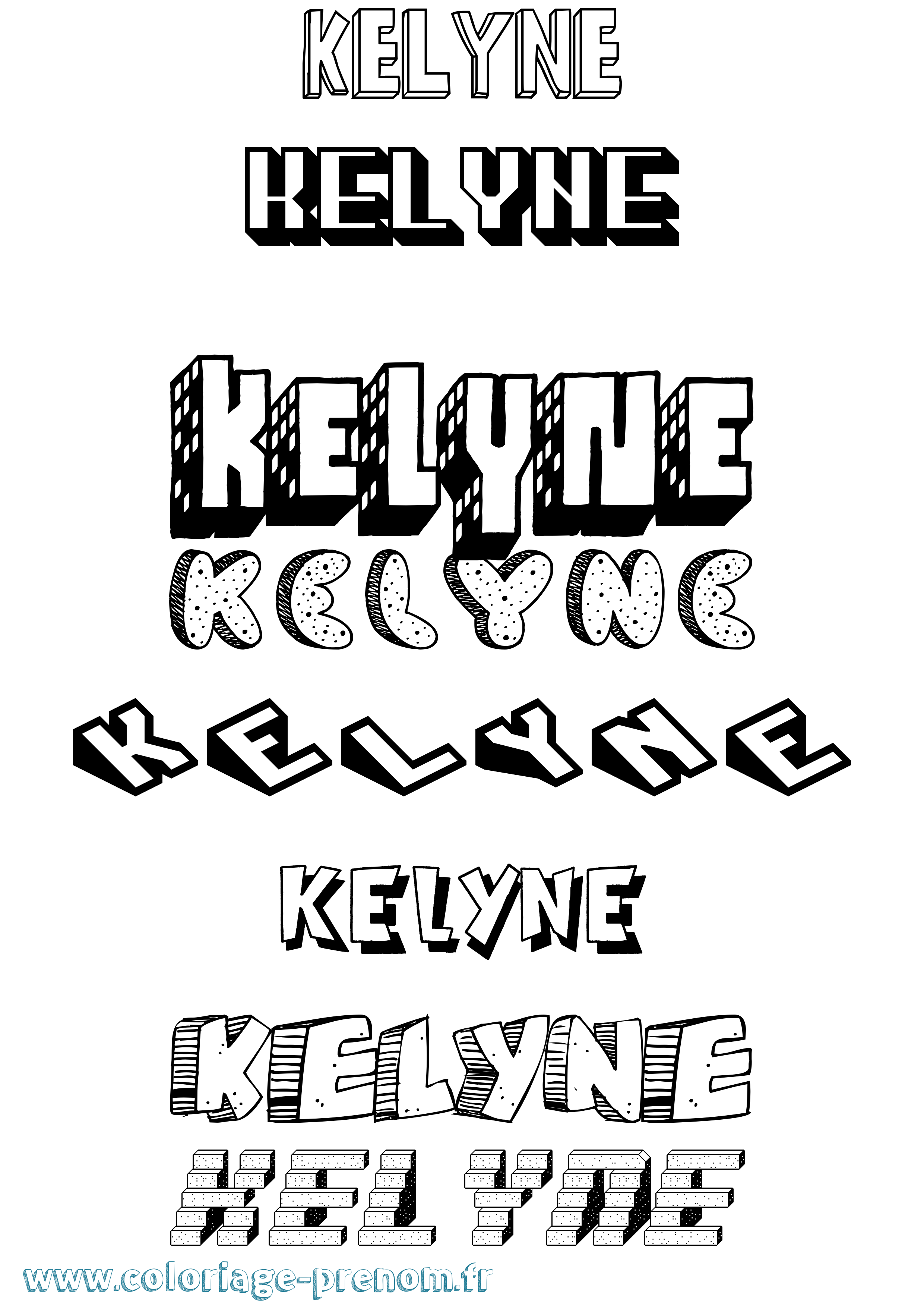 Coloriage Kelyne Effet 3D Coloriage prénom Kelyne Effet 3D