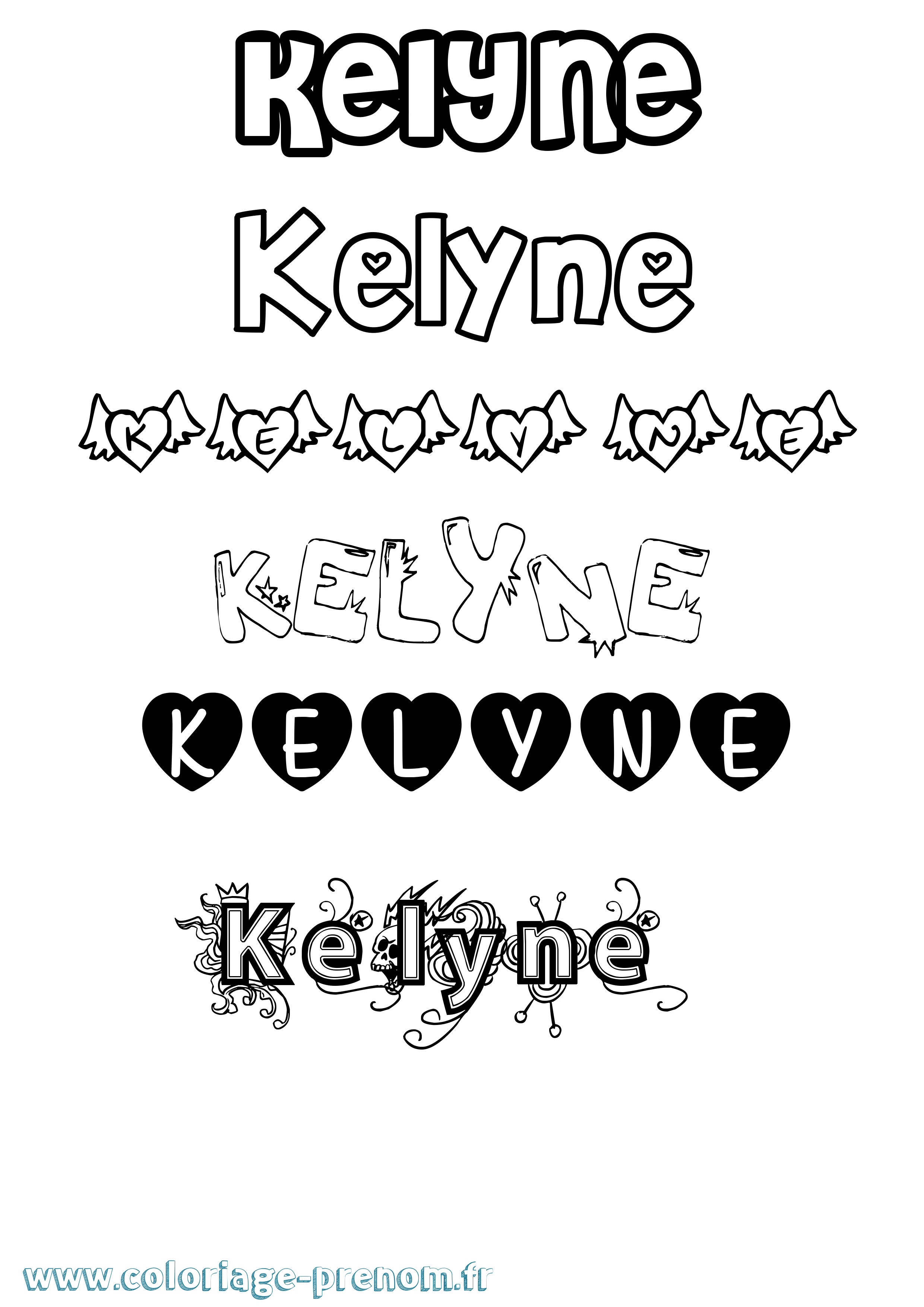 Coloriage Kelyne Girly Coloriage prénom Kelyne Girly