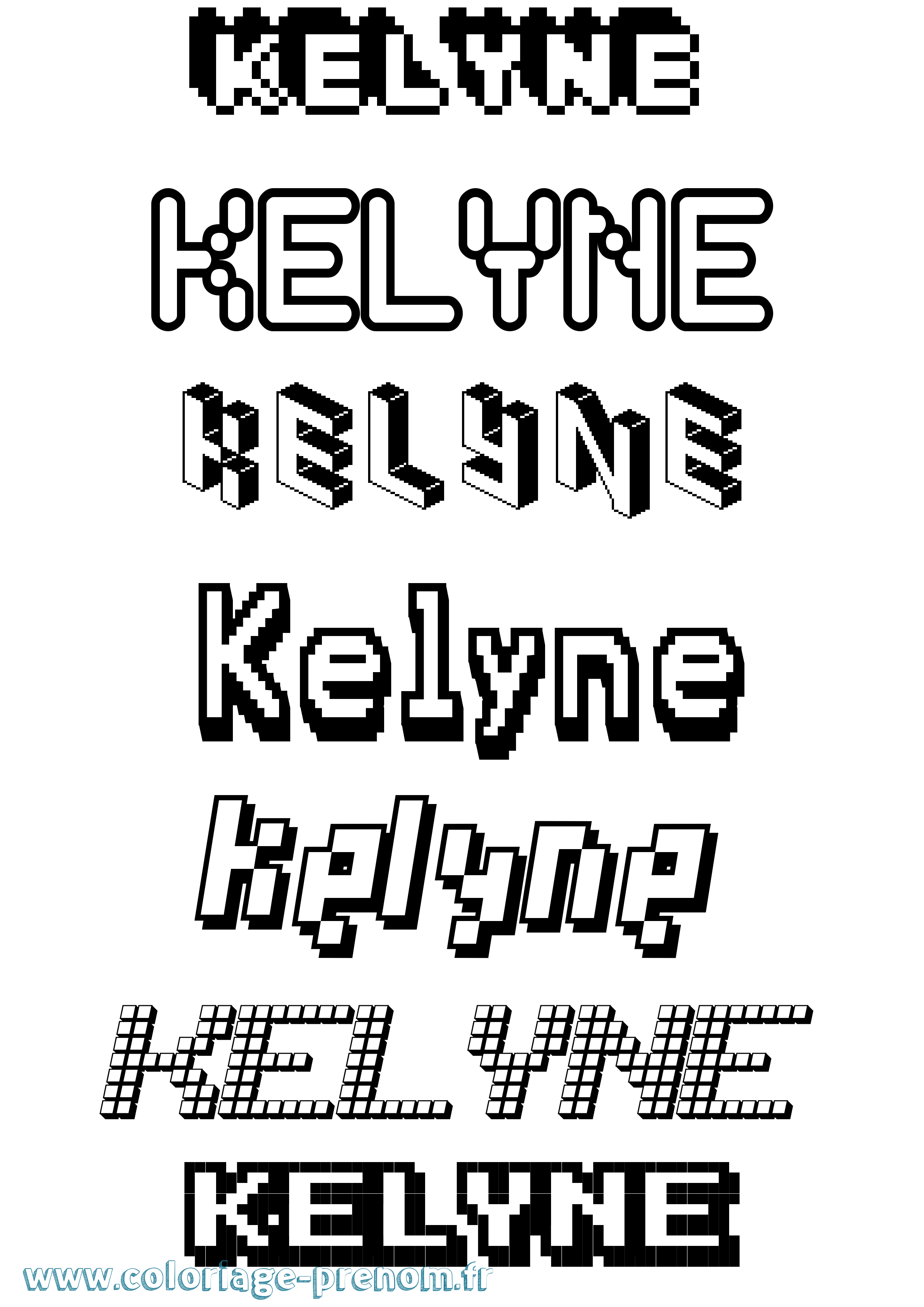 Coloriage Kelyne Pixel Coloriage prénom Kelyne Pixel