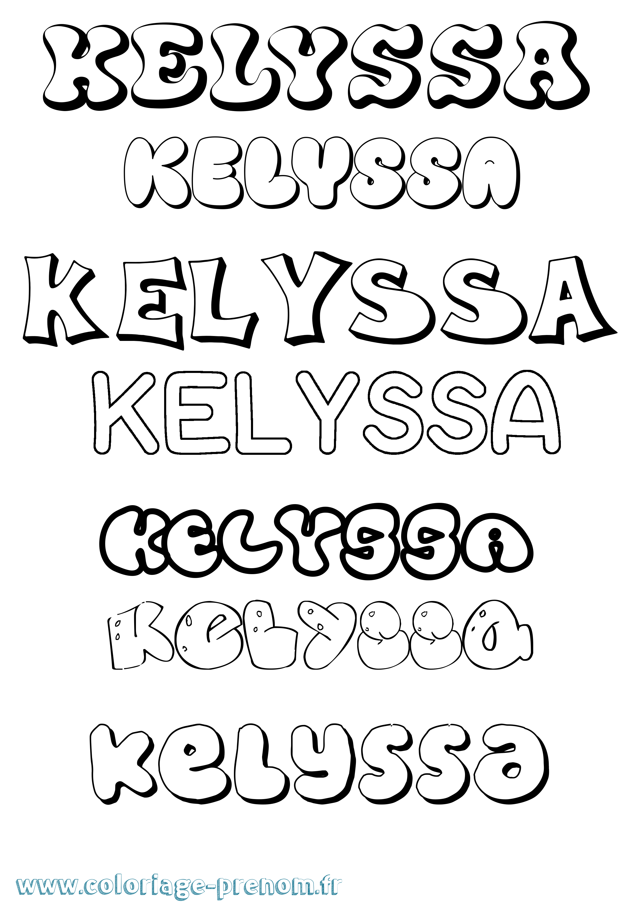 Coloriage Kelyssa Bubble Coloriage prénom Kelyssa Bubble