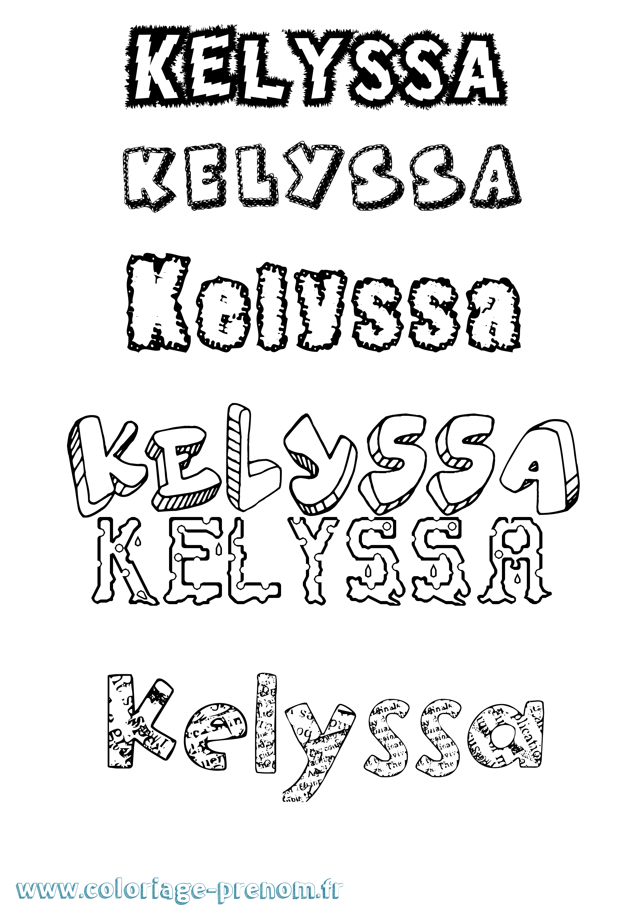 Coloriage Kelyssa Destructuré Coloriage prénom Kelyssa Destructuré