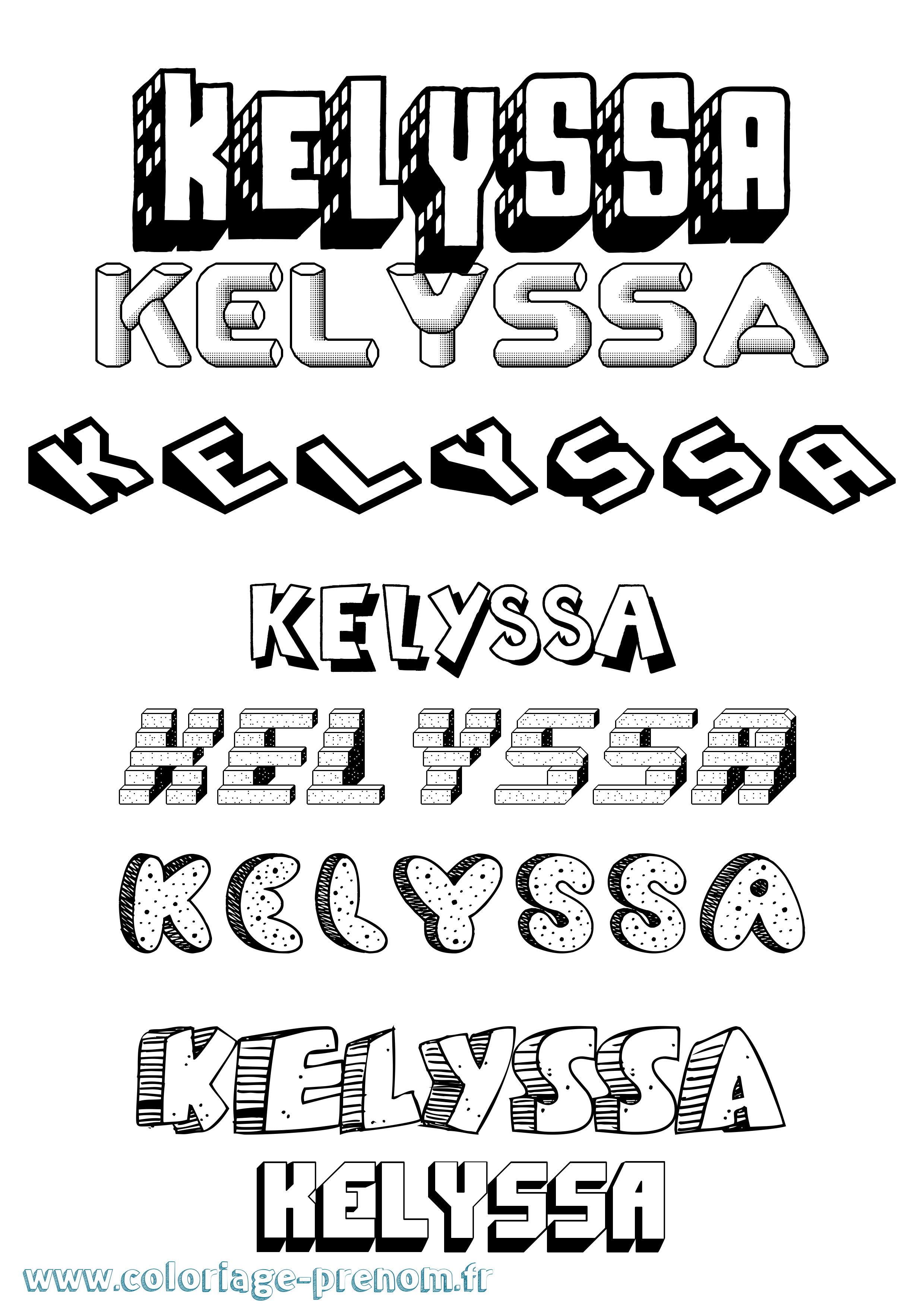 Coloriage Kelyssa Effet 3D Coloriage prénom Kelyssa Effet 3D