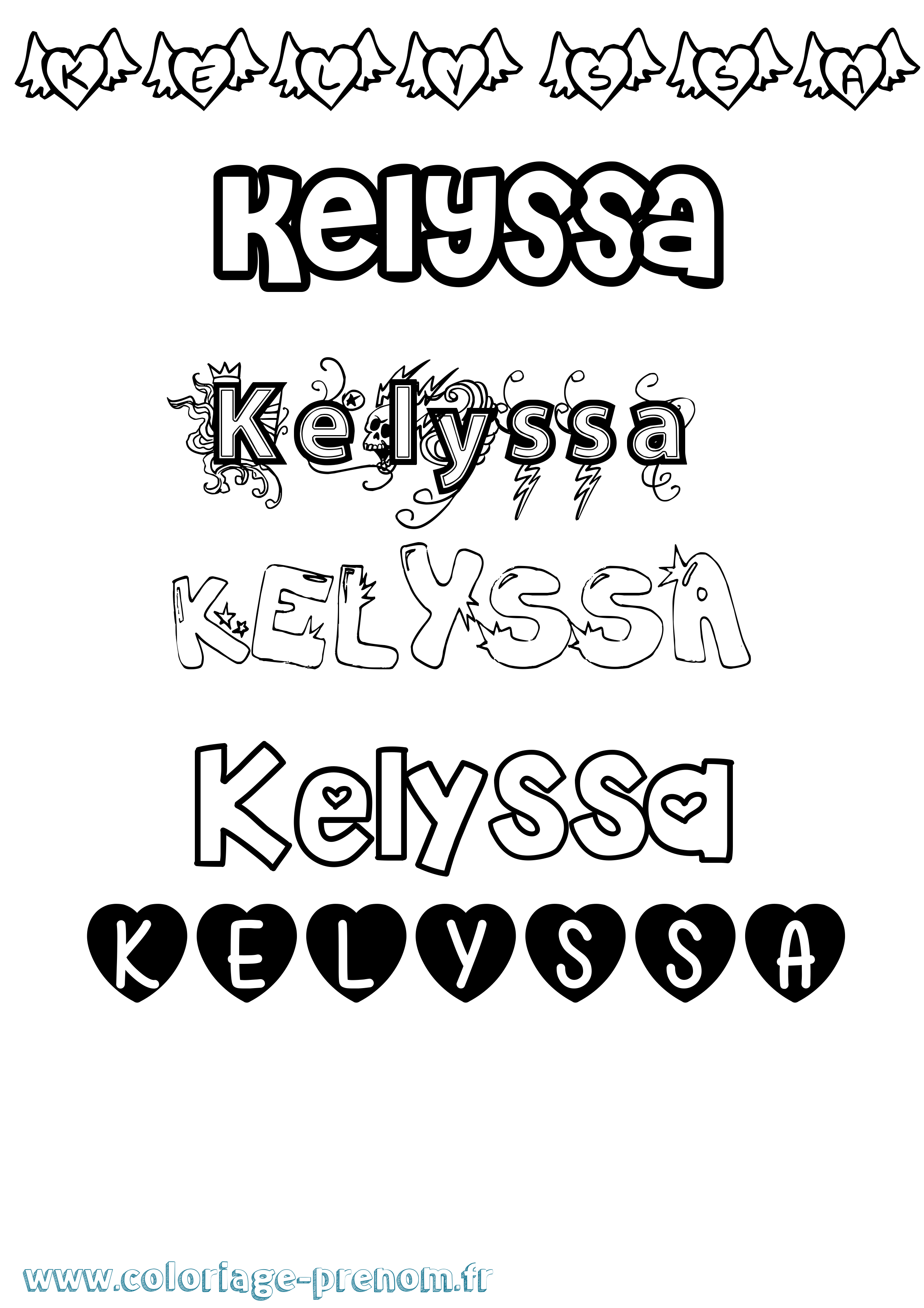 Coloriage Kelyssa Girly Coloriage prénom Kelyssa Girly