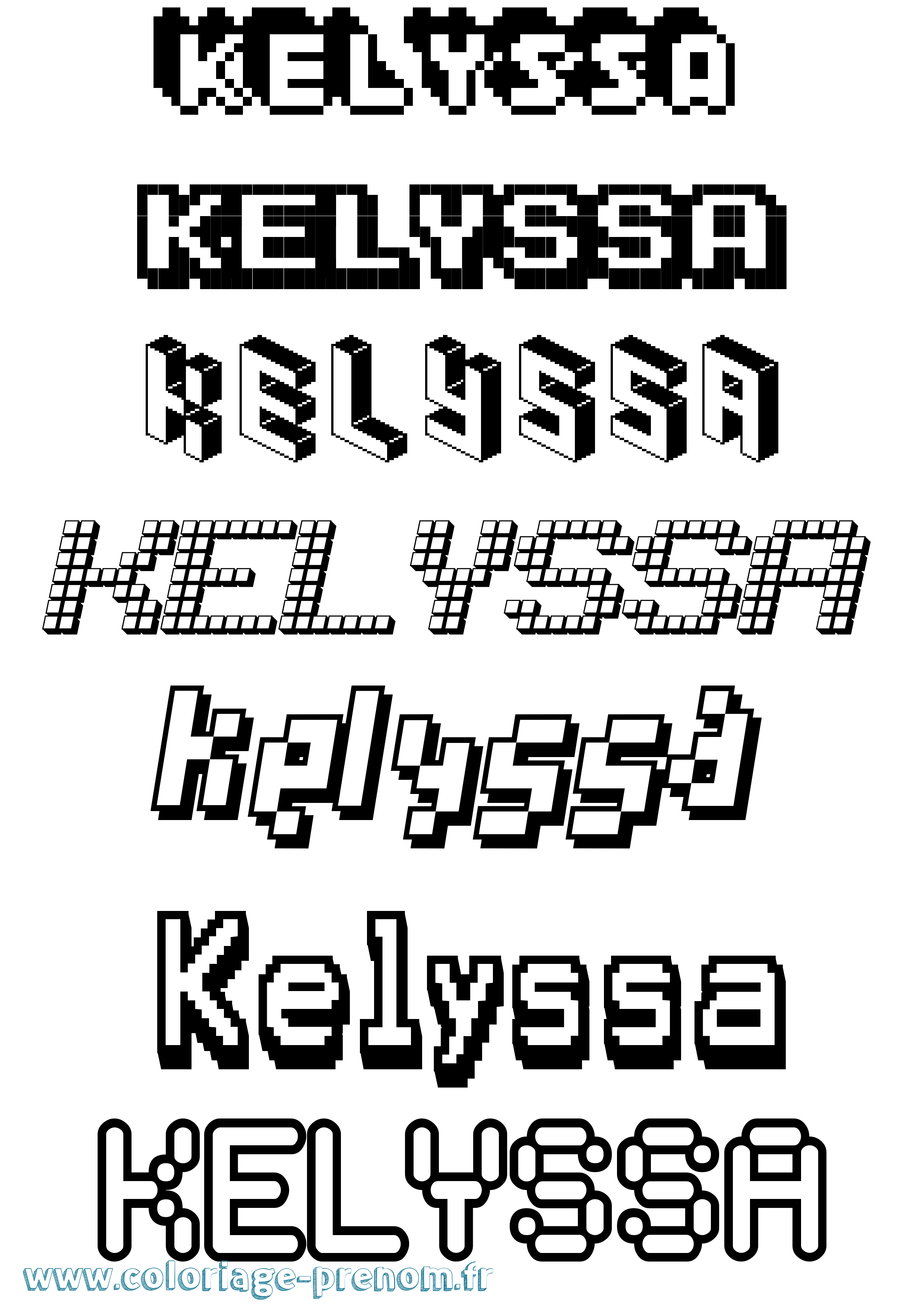 Coloriage Kelyssa Pixel Coloriage prénom Kelyssa Pixel