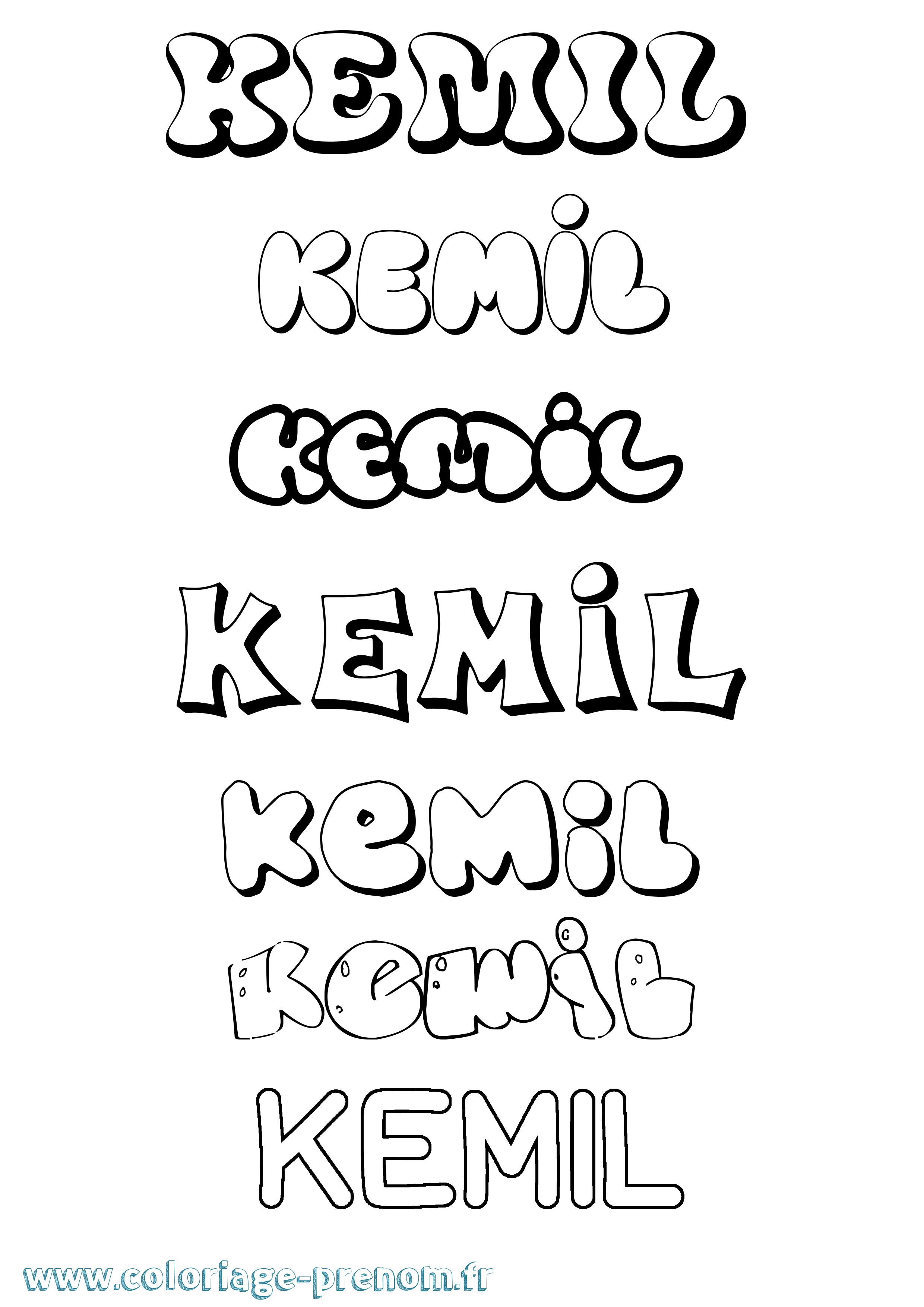 Coloriage Kemil Bubble Coloriage prénom Kemil Bubble