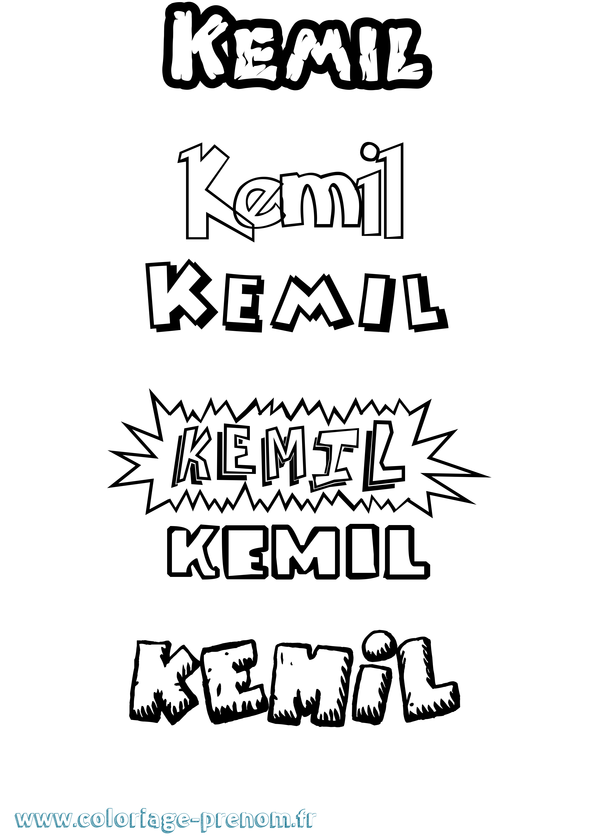 Coloriage Kemil Dessin Animé Coloriage prénom Kemil Dessin Animé
