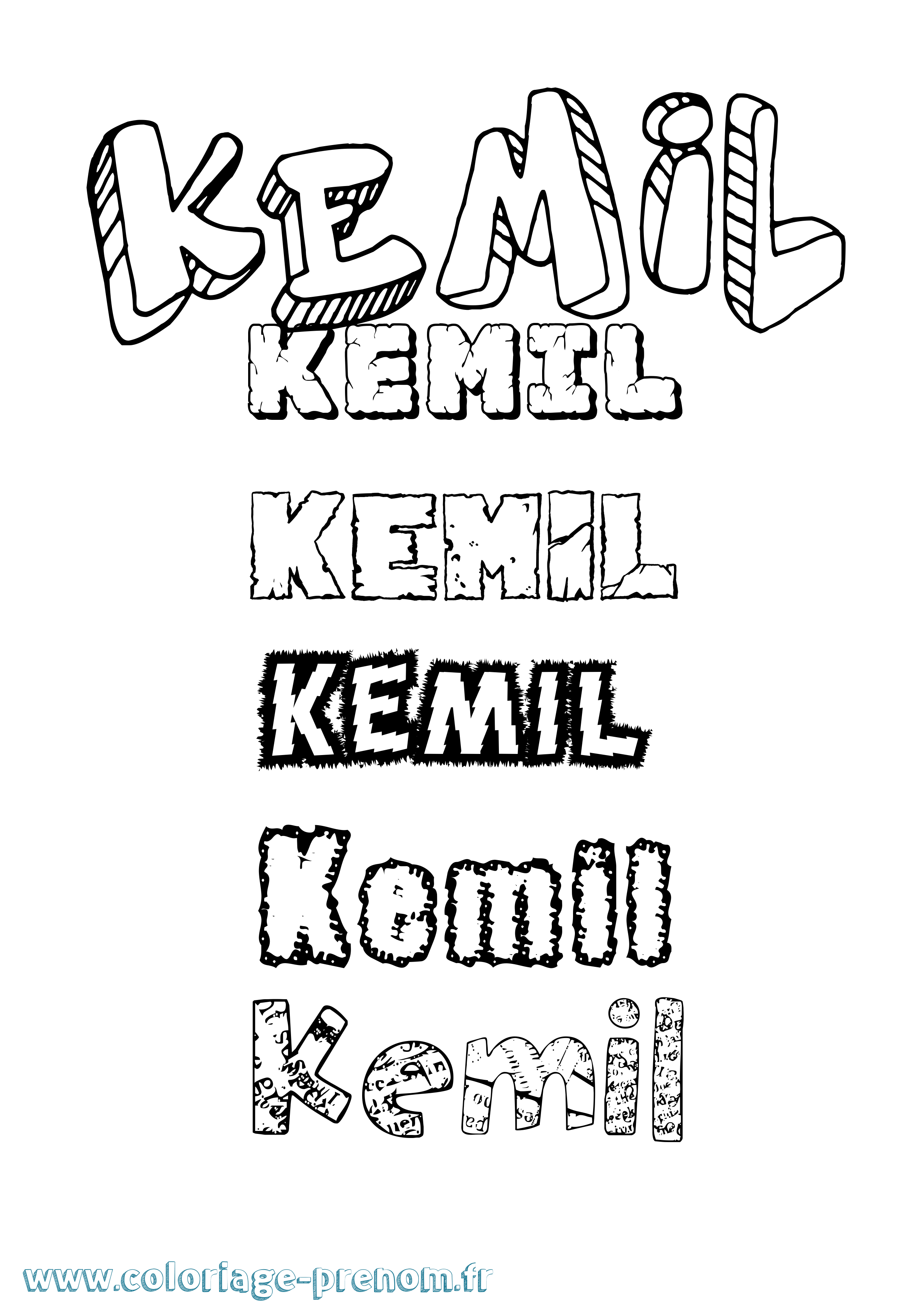Coloriage Kemil Destructuré Coloriage prénom Kemil Destructuré