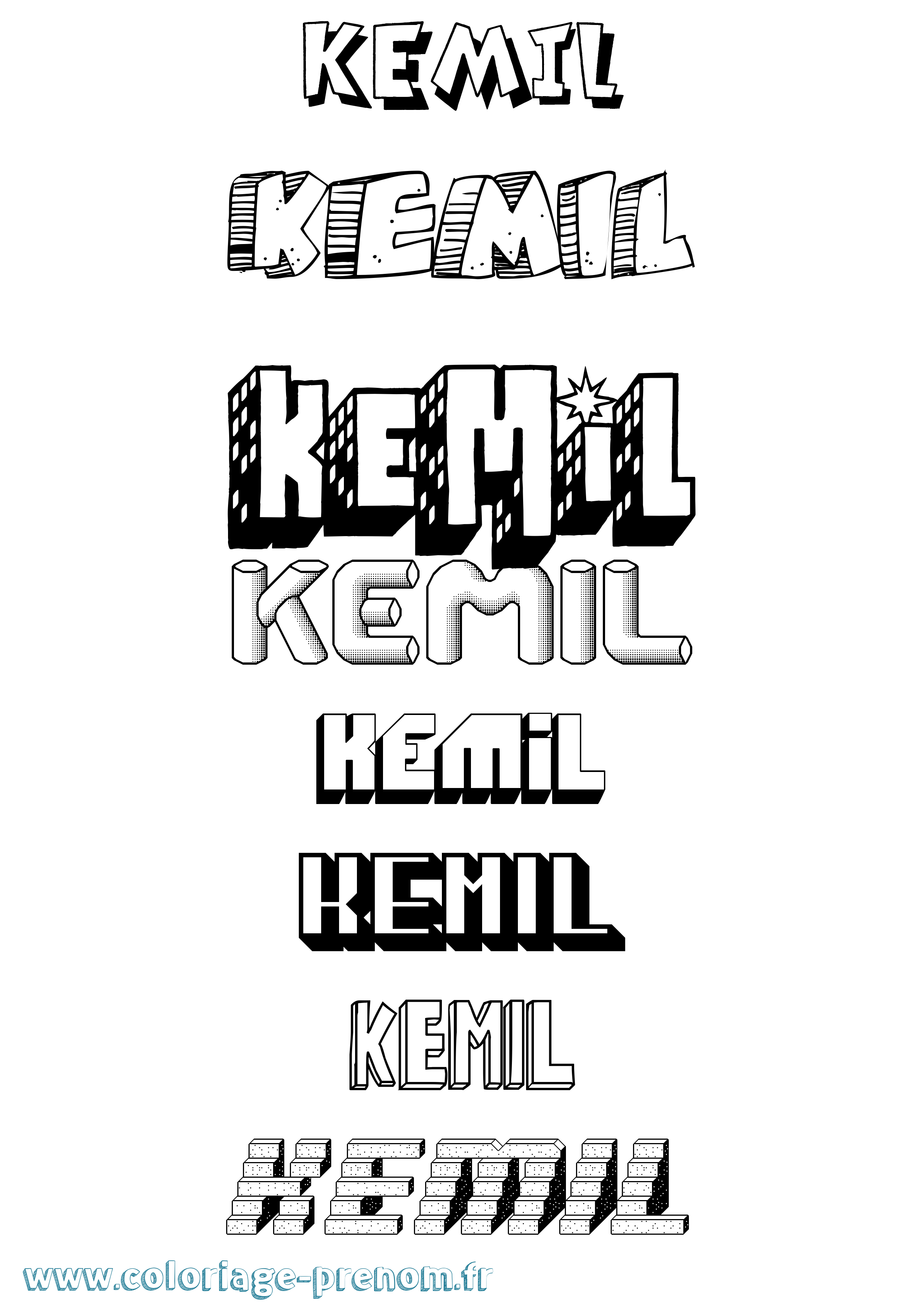 Coloriage Kemil Effet 3D Coloriage prénom Kemil Effet 3D