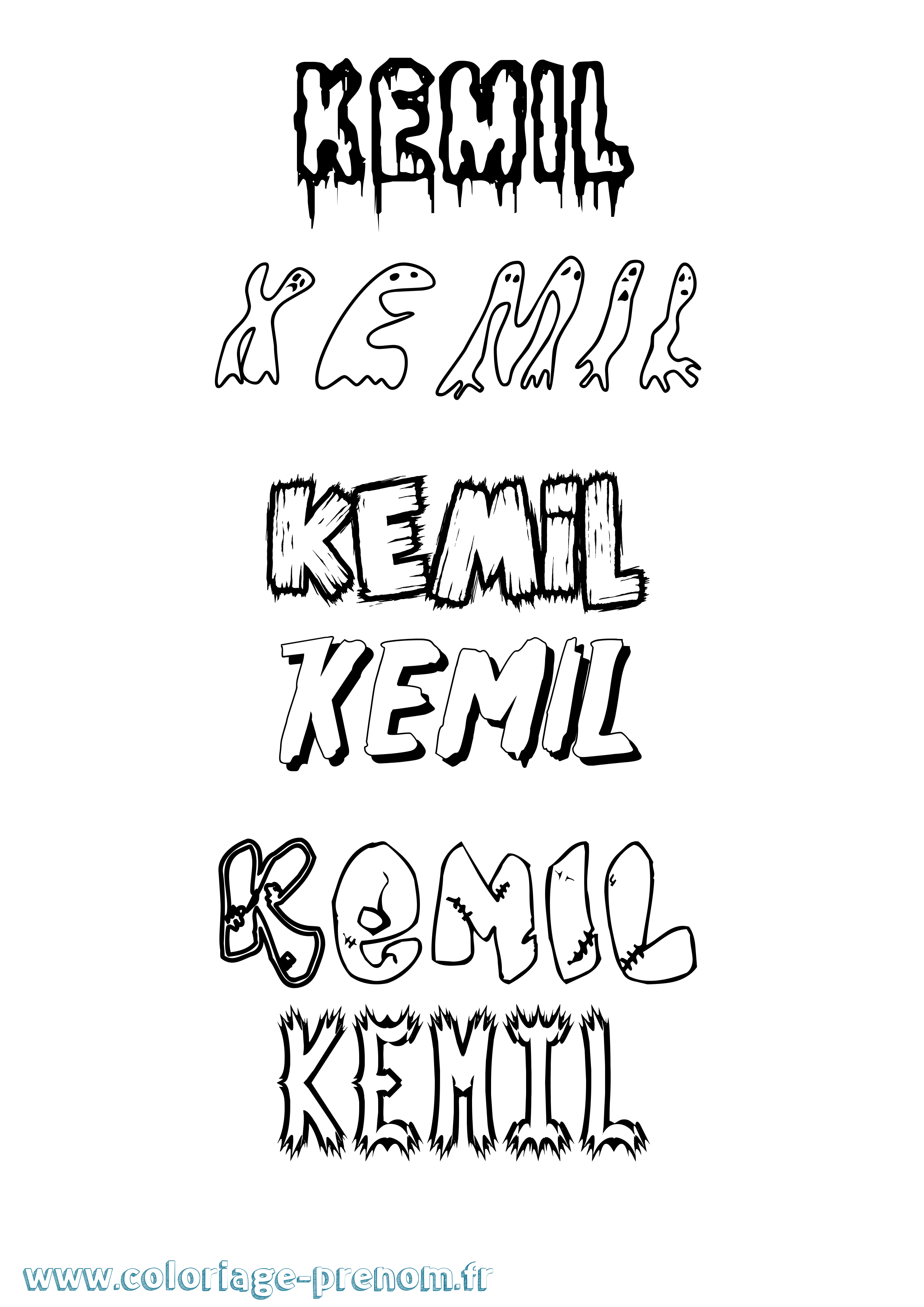 Coloriage Kemil Frisson Coloriage prénom Kemil Frisson