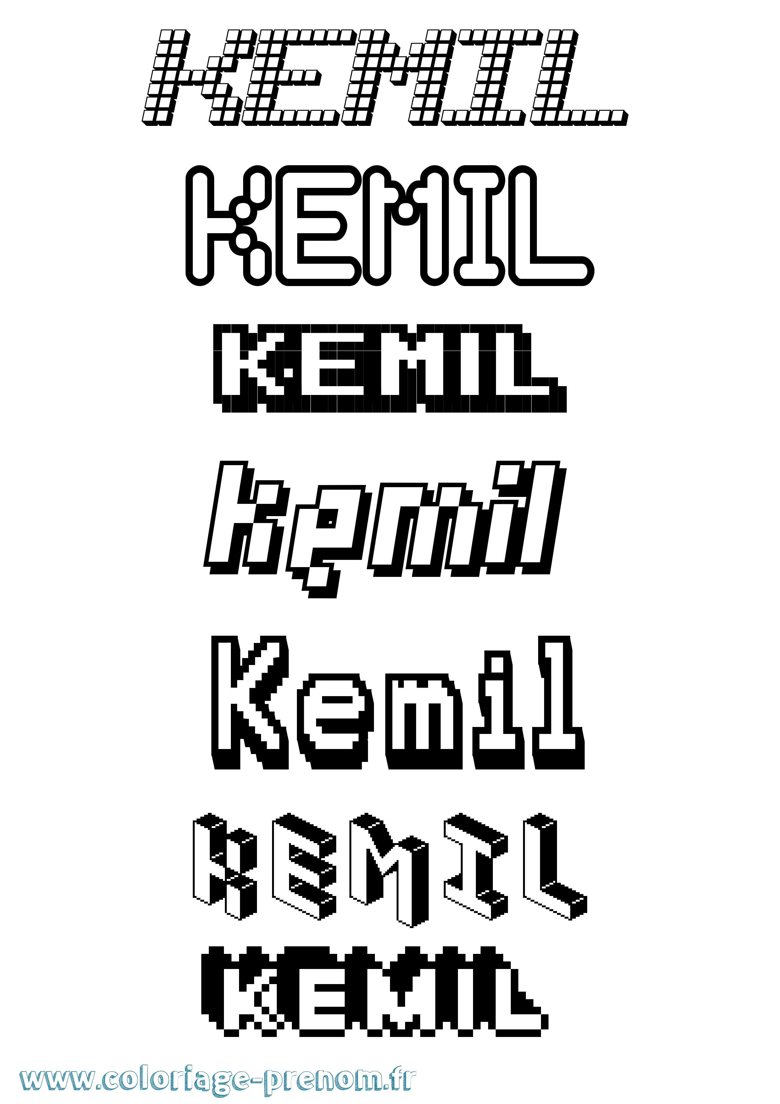 Coloriage Kemil Pixel Coloriage prénom Kemil Pixel