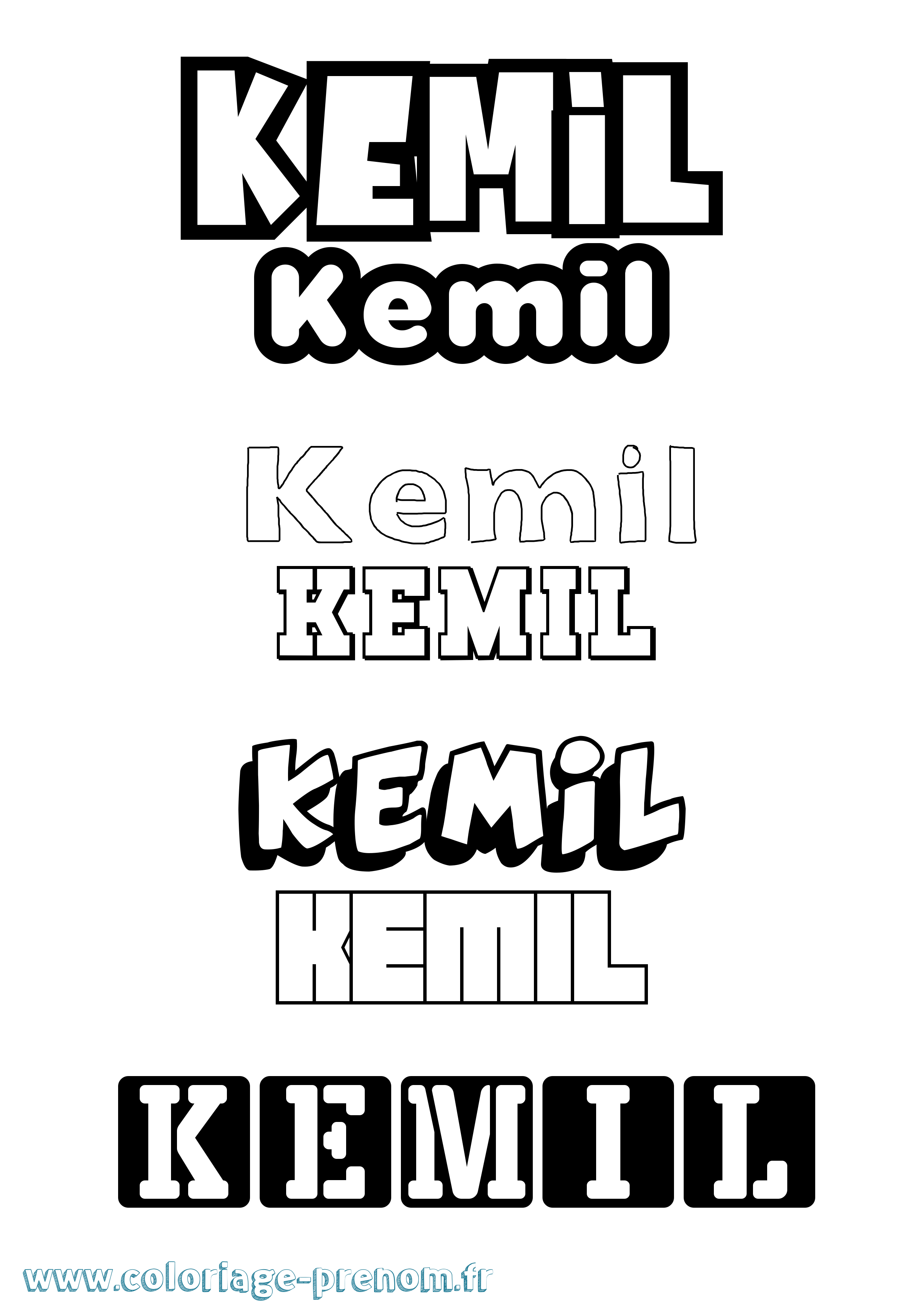 Coloriage Kemil Simple Coloriage prénom Kemil Simple