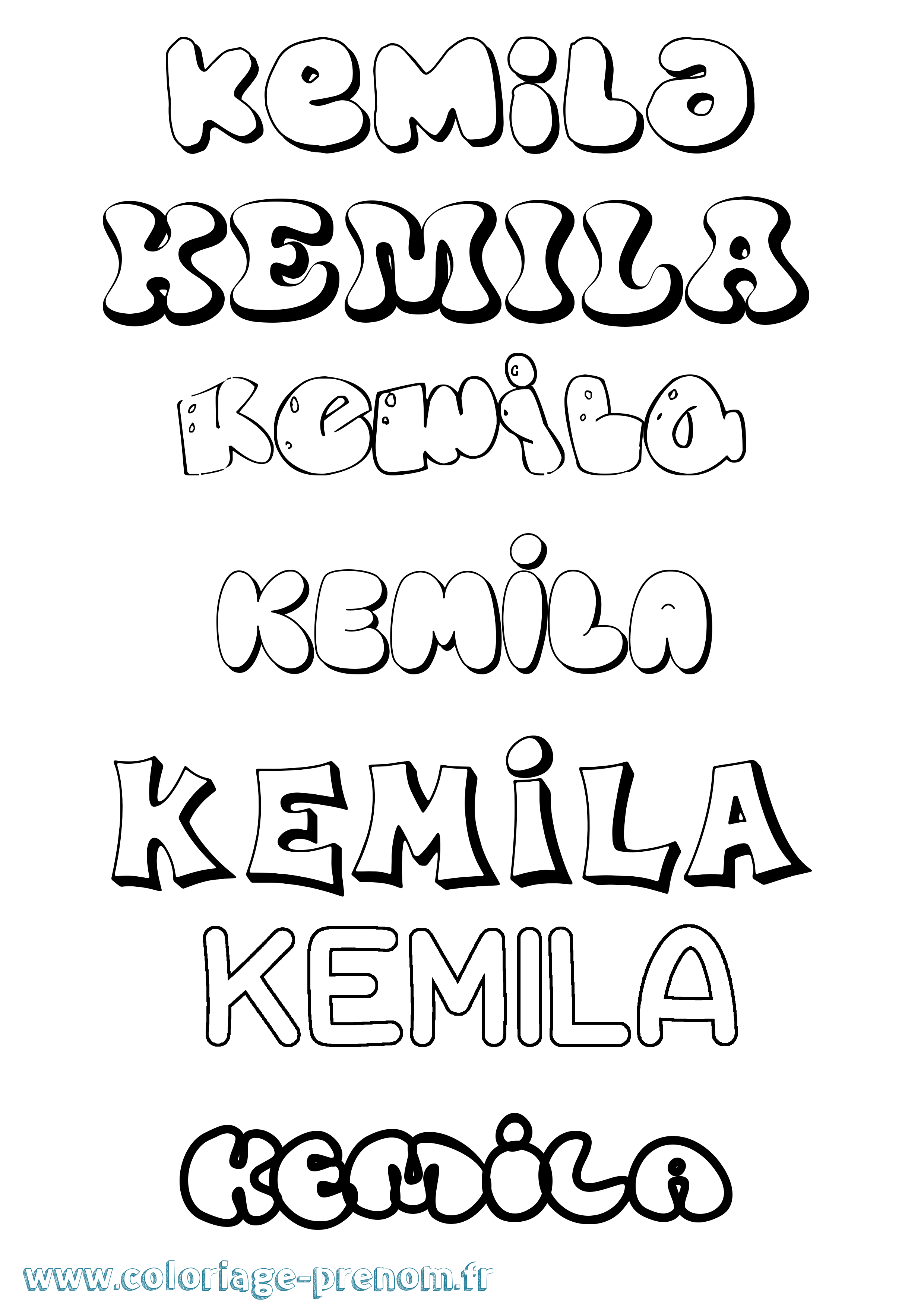 Coloriage Kemila Bubble Coloriage prénom Kemila Bubble