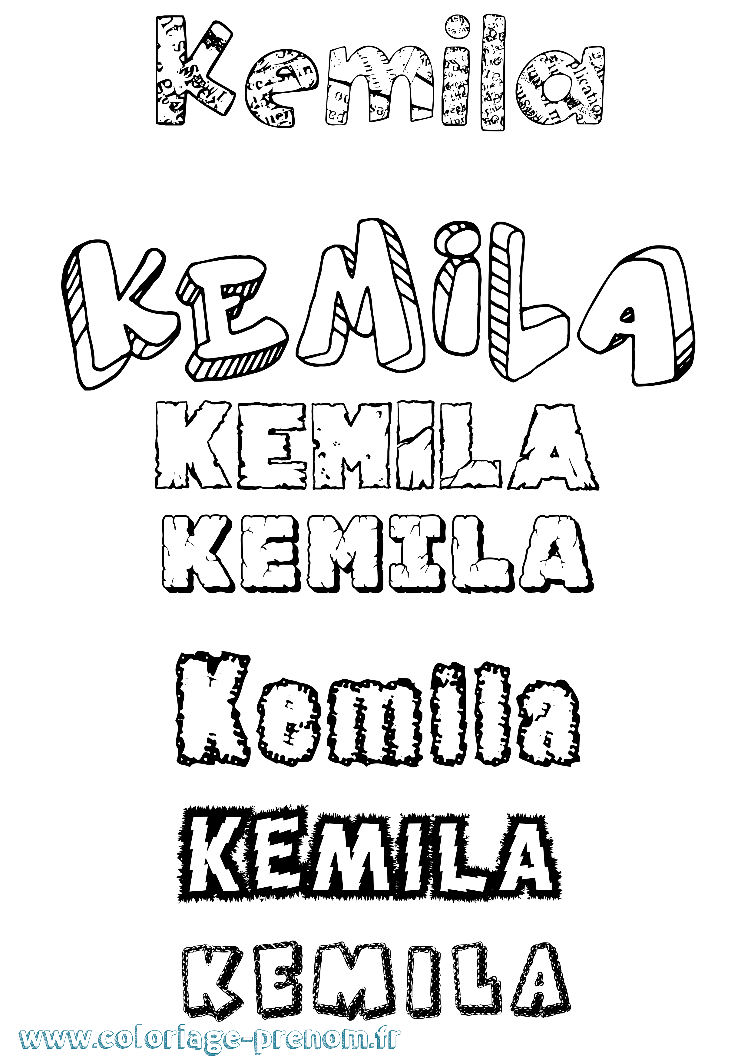 Coloriage Kemila Destructuré Coloriage prénom Kemila Destructuré