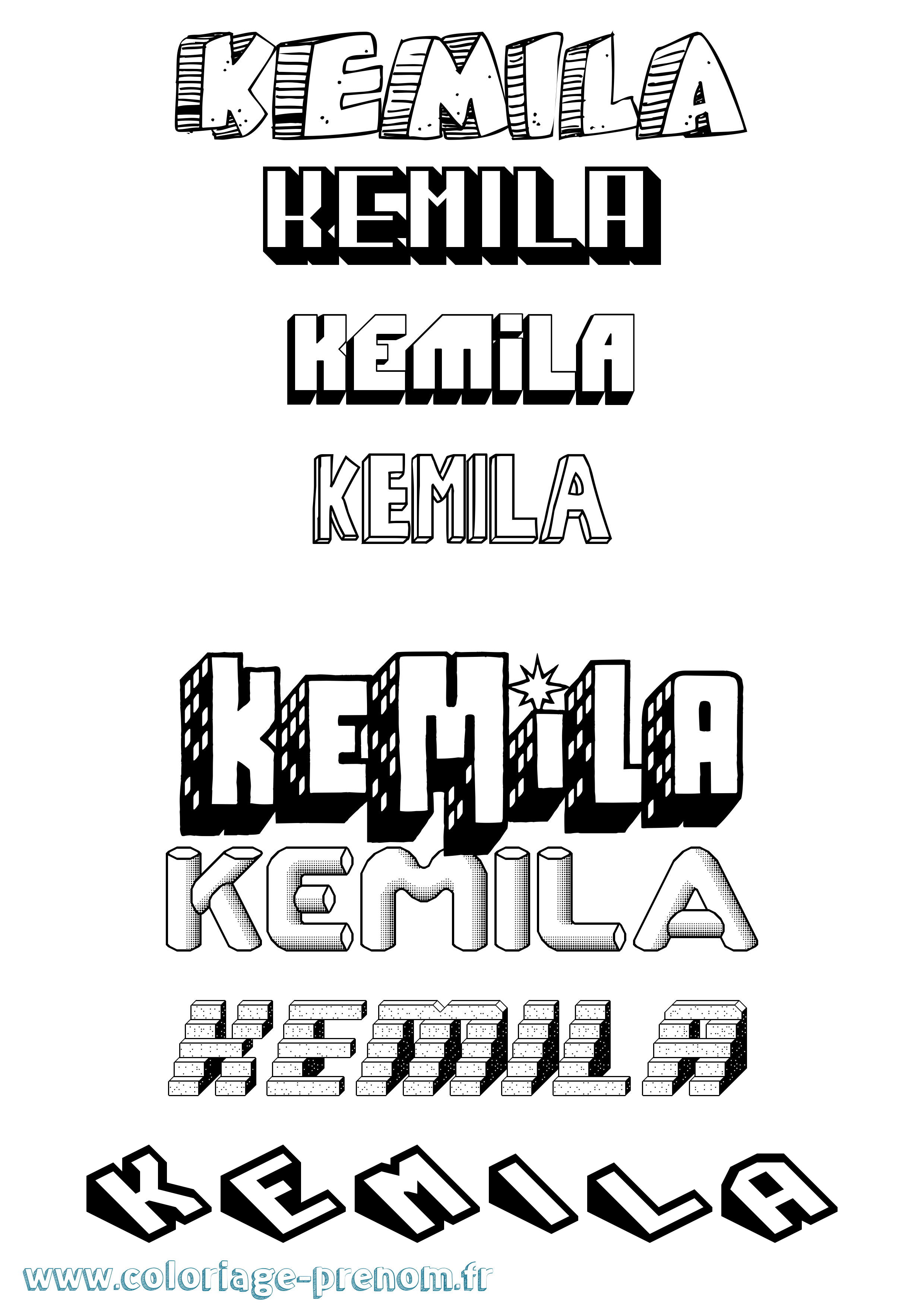 Coloriage Kemila Effet 3D Coloriage prénom Kemila Effet 3D