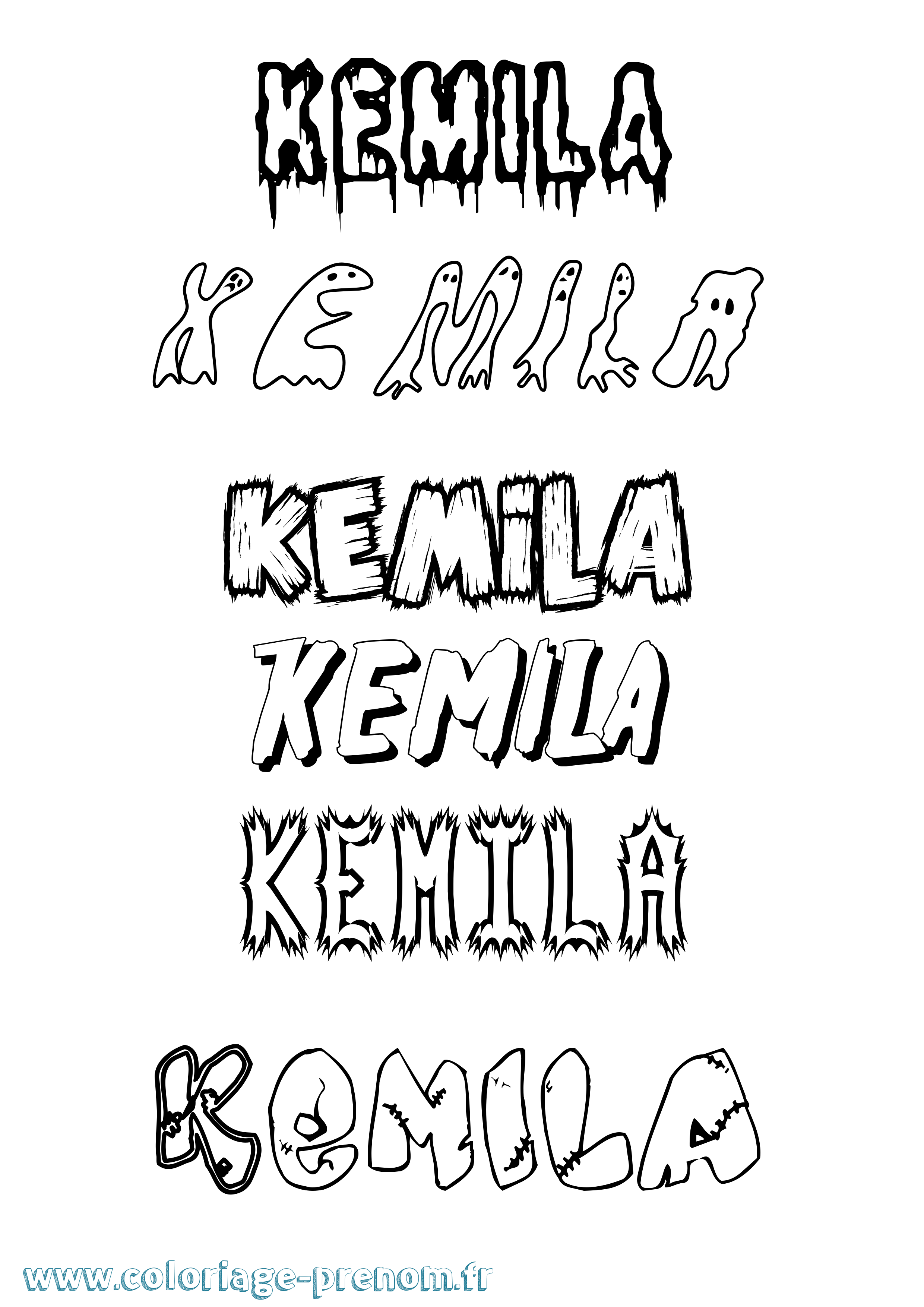 Coloriage Kemila Frisson Coloriage prénom Kemila Frisson