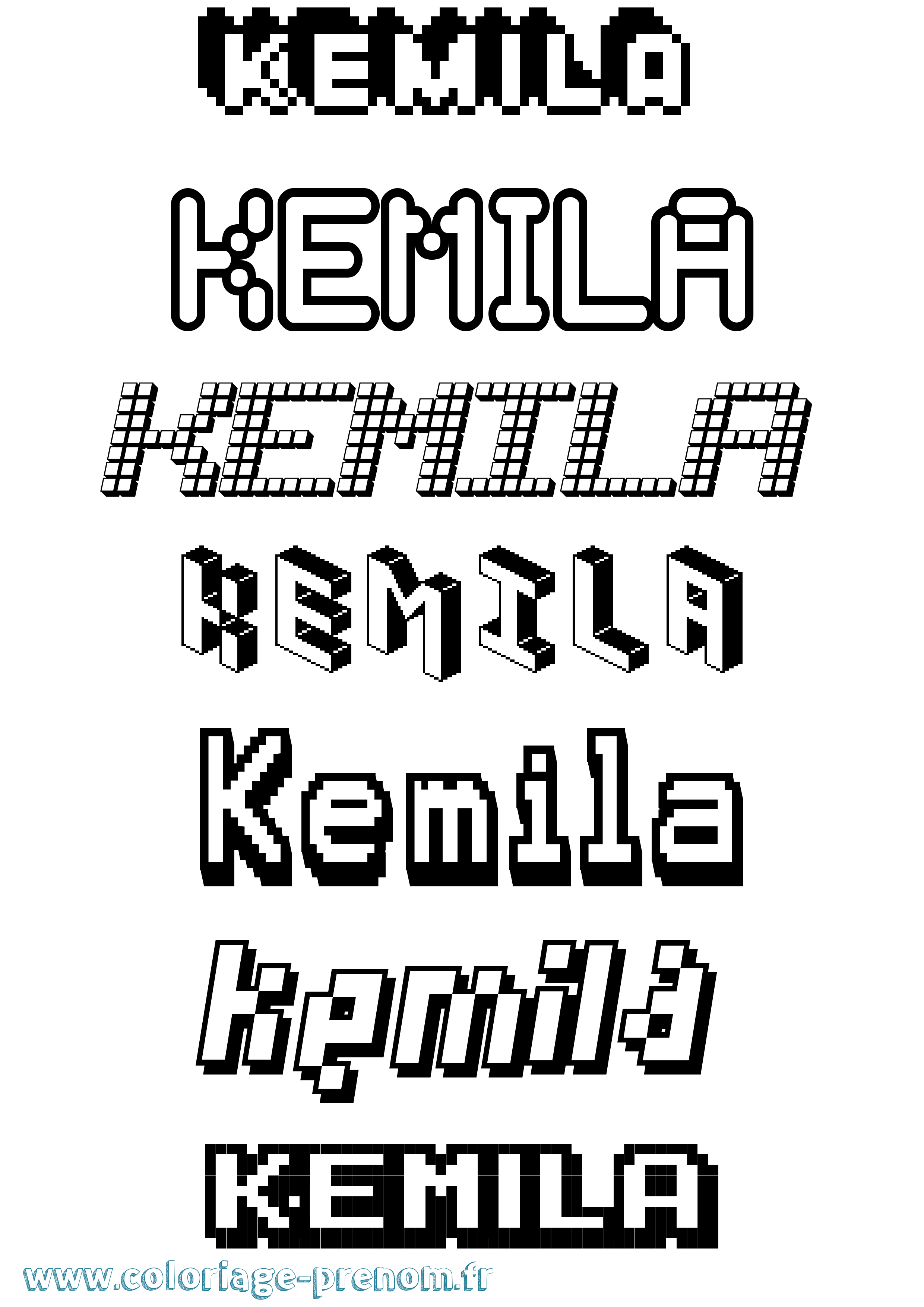 Coloriage Kemila Pixel Coloriage prénom Kemila Pixel