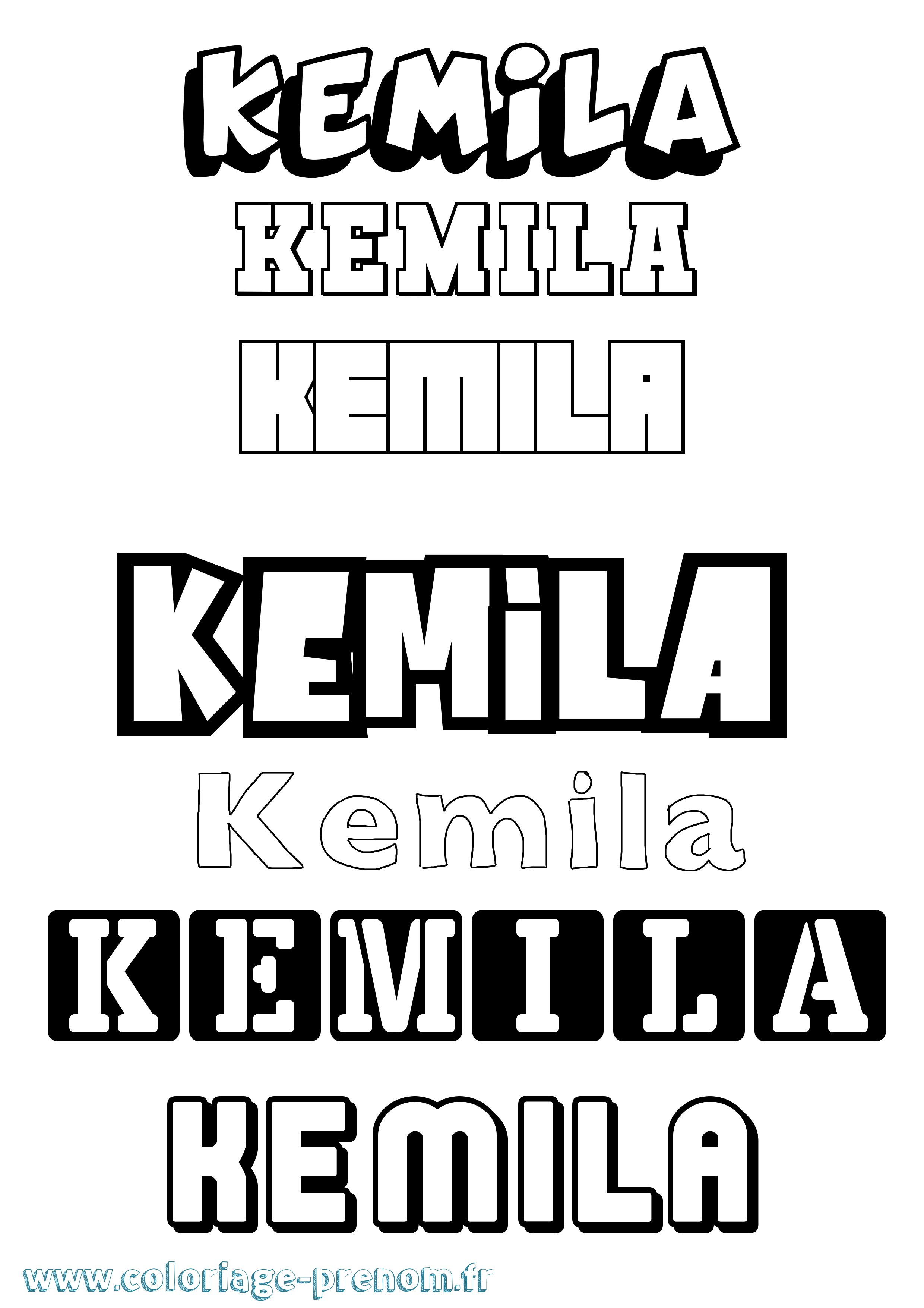 Coloriage Kemila Simple Coloriage prénom Kemila Simple