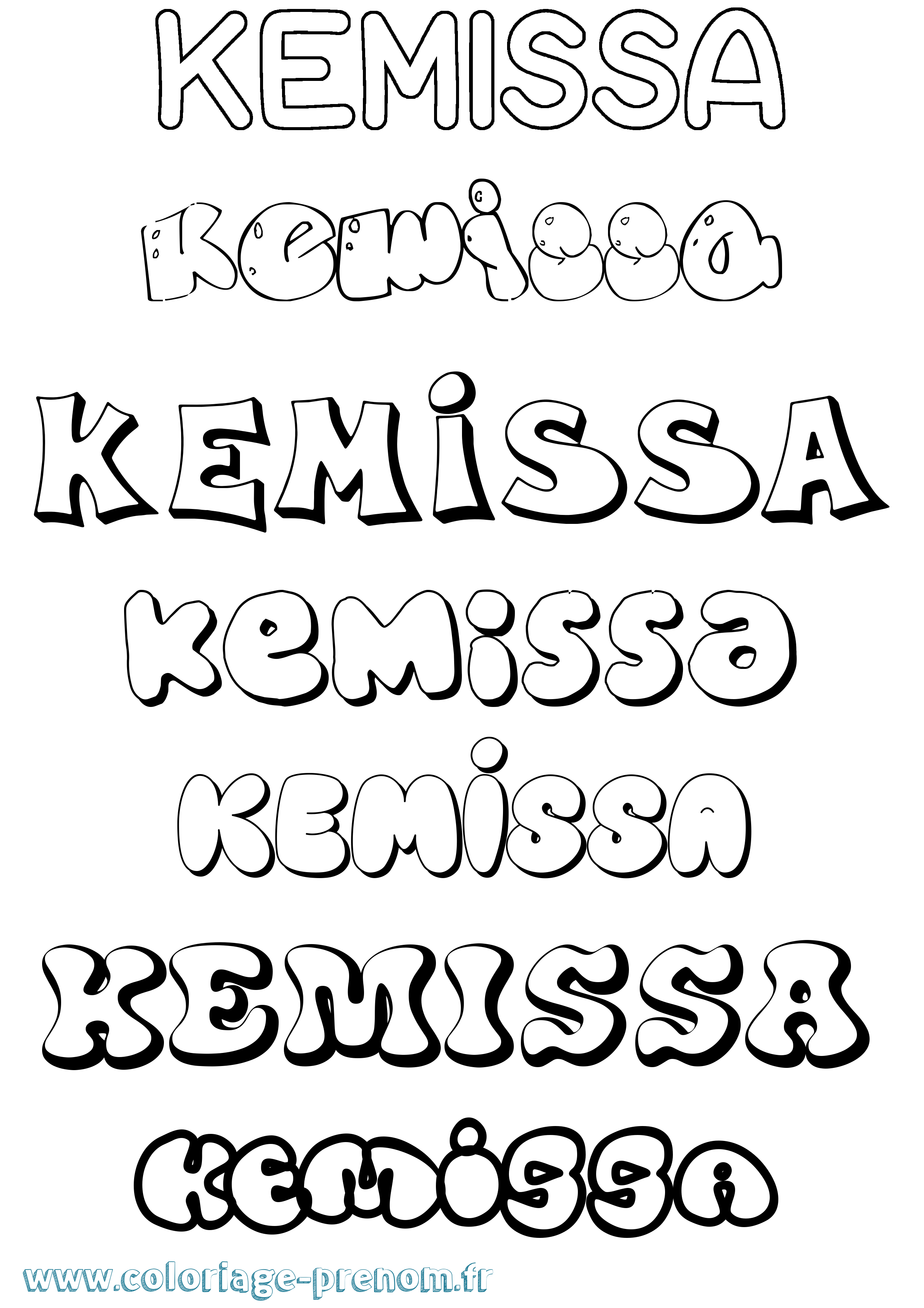 Coloriage Kemissa Bubble Coloriage prénom Kemissa Bubble