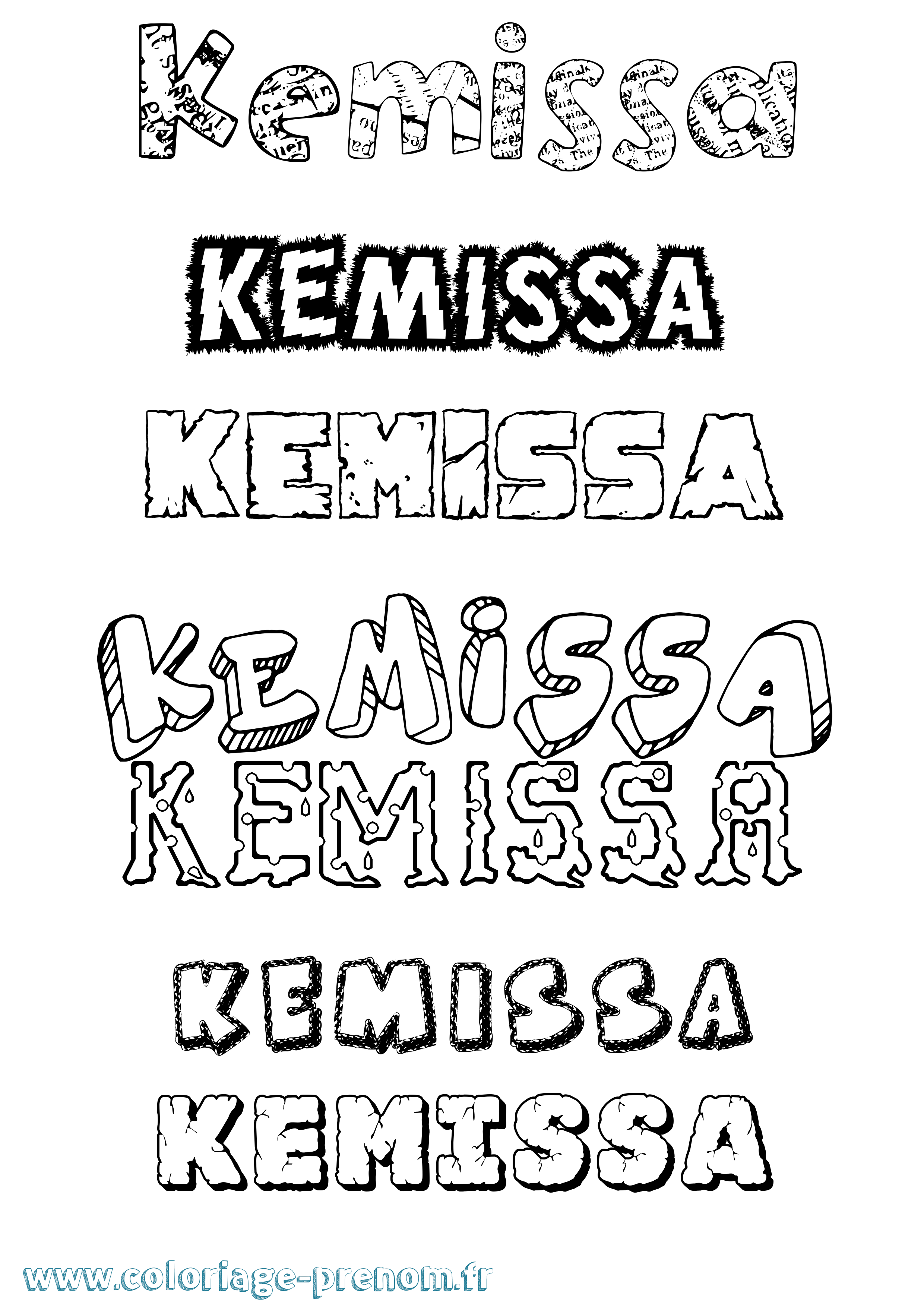 Coloriage Kemissa Destructuré Coloriage prénom Kemissa Destructuré
