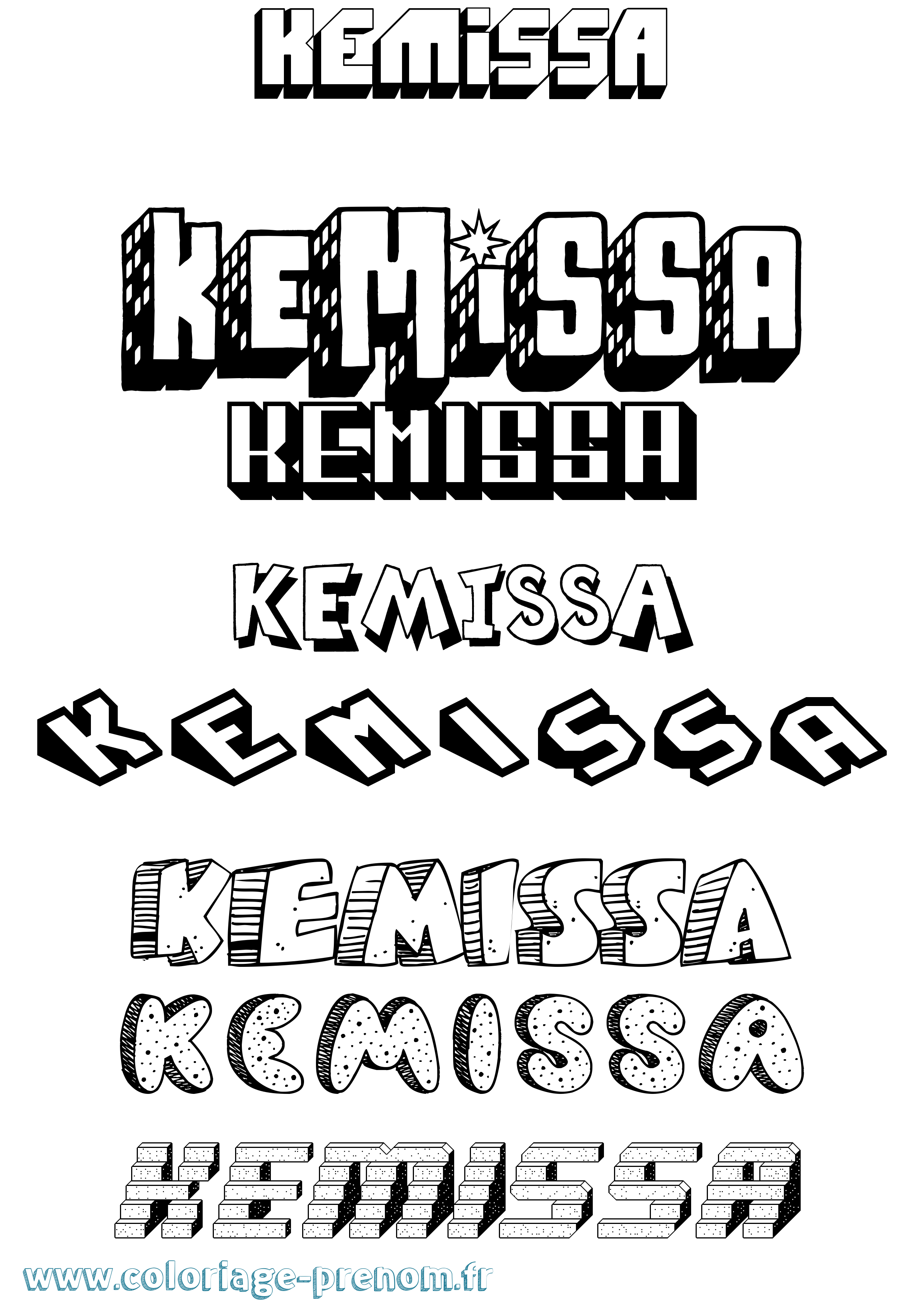 Coloriage Kemissa Effet 3D Coloriage prénom Kemissa Effet 3D