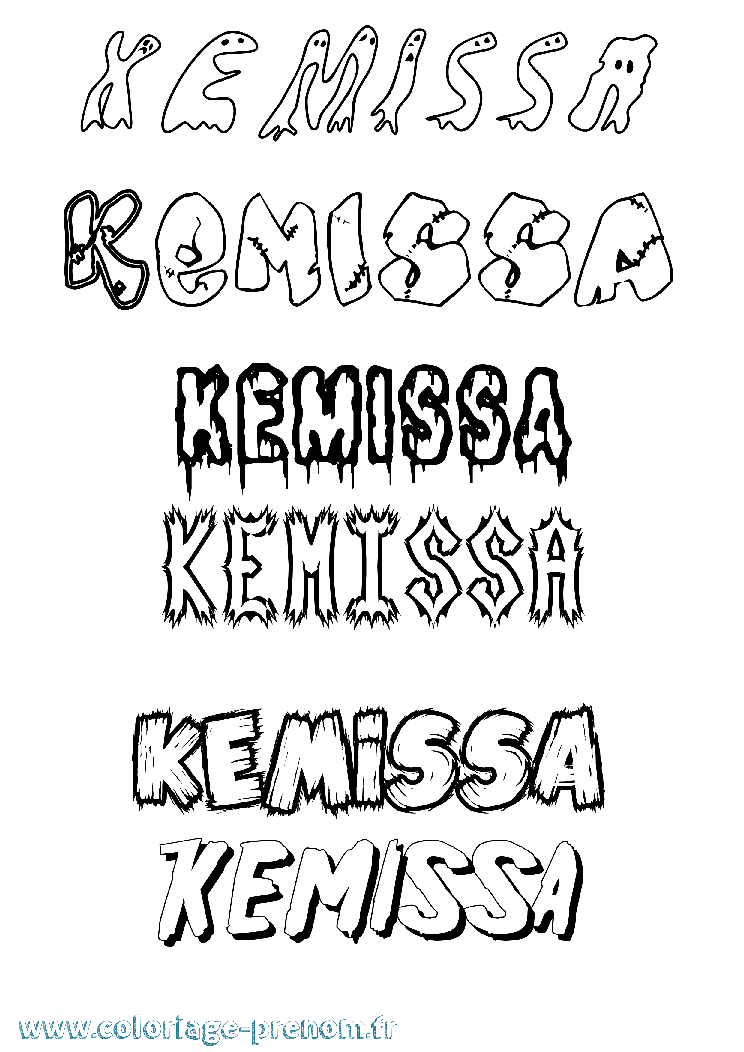 Coloriage Kemissa Frisson Coloriage prénom Kemissa Frisson
