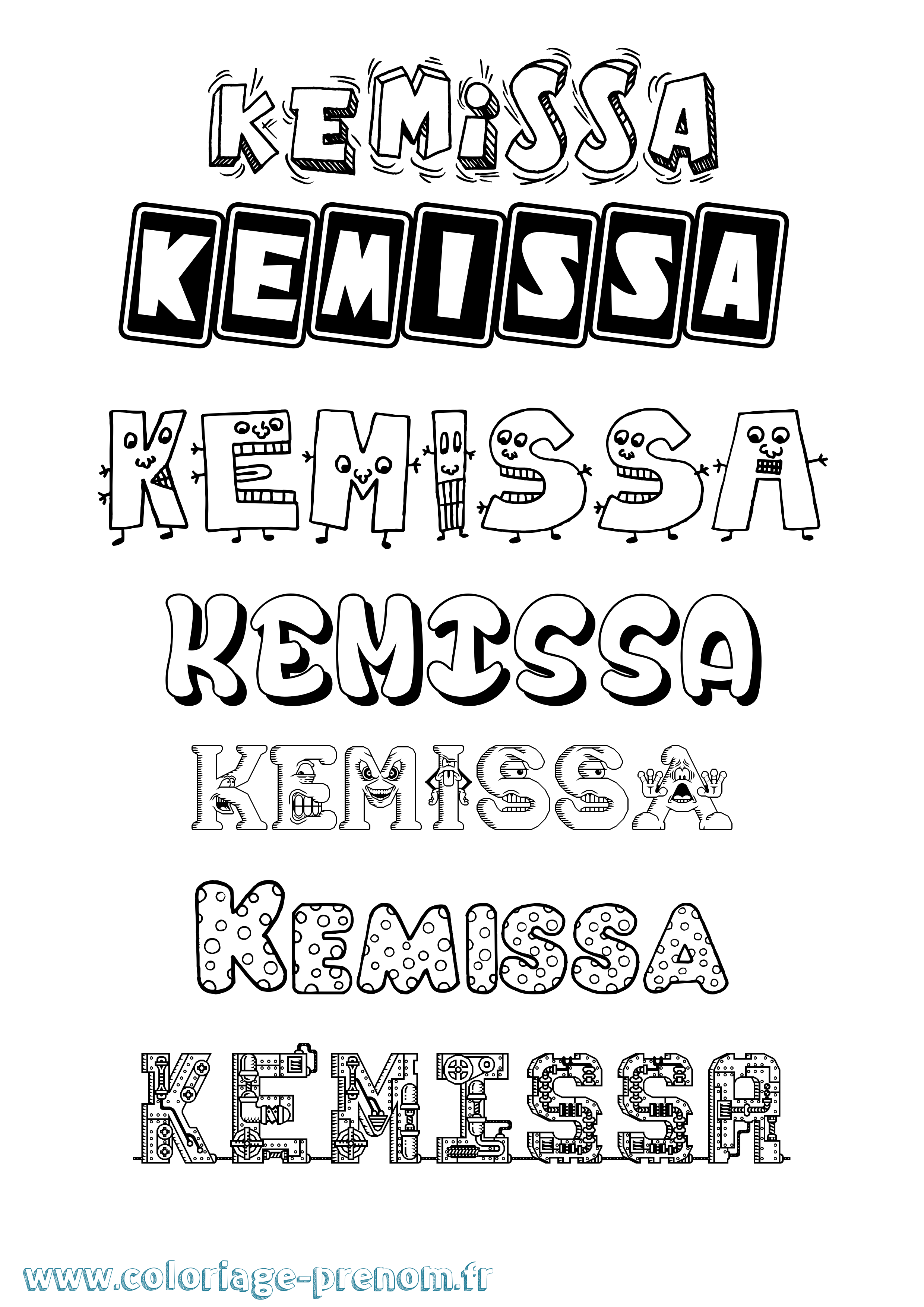 Coloriage Kemissa Fun Coloriage prénom Kemissa Fun