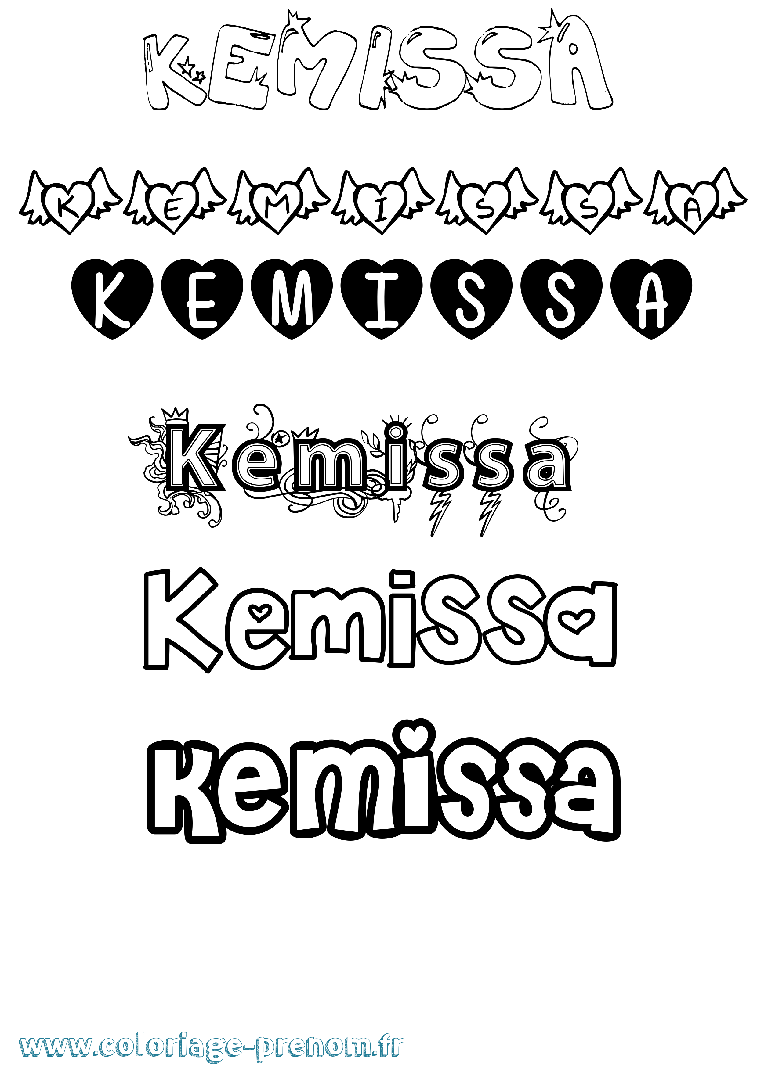 Coloriage Kemissa Girly Coloriage prénom Kemissa Girly