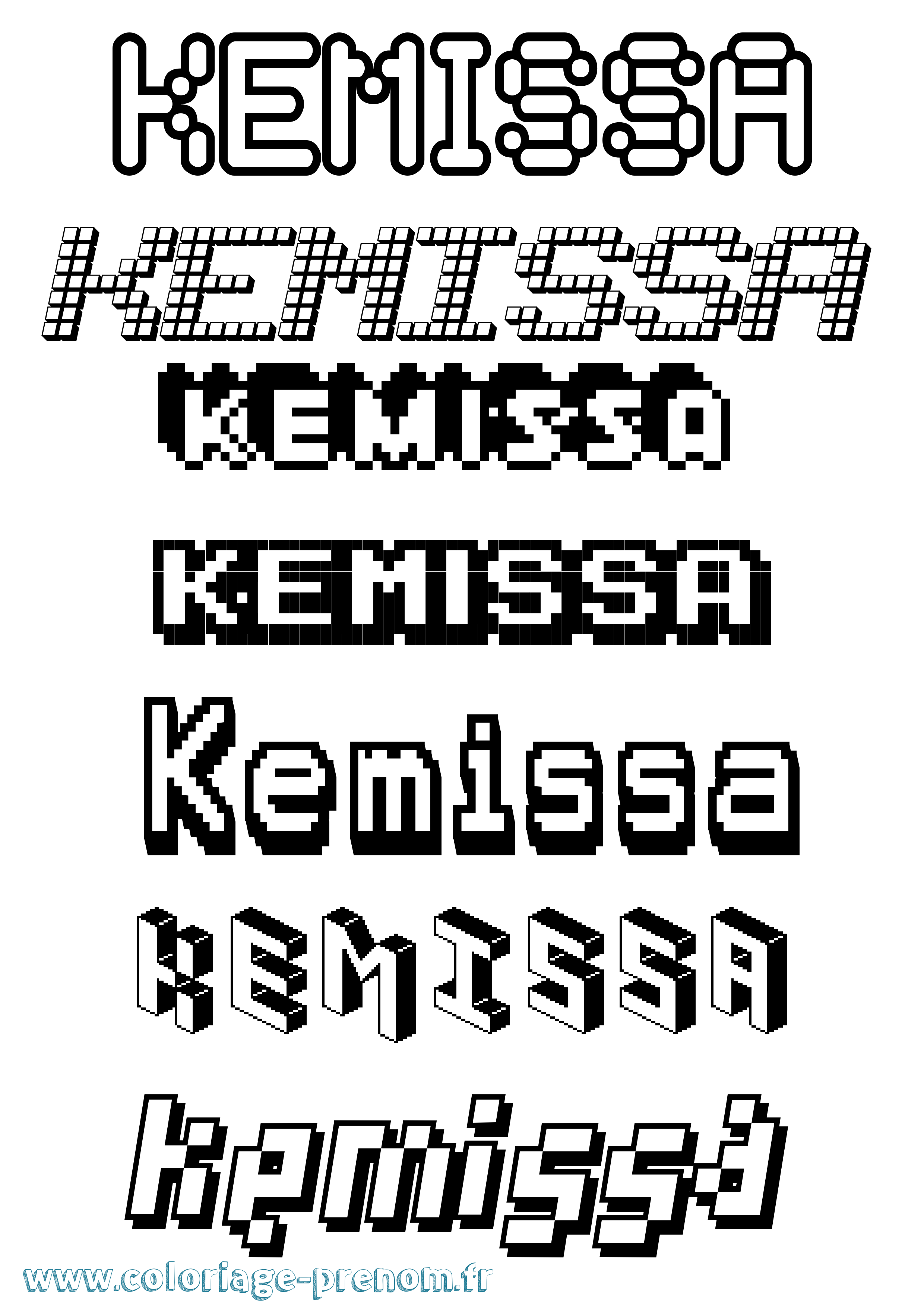 Coloriage Kemissa Pixel Coloriage prénom Kemissa Pixel