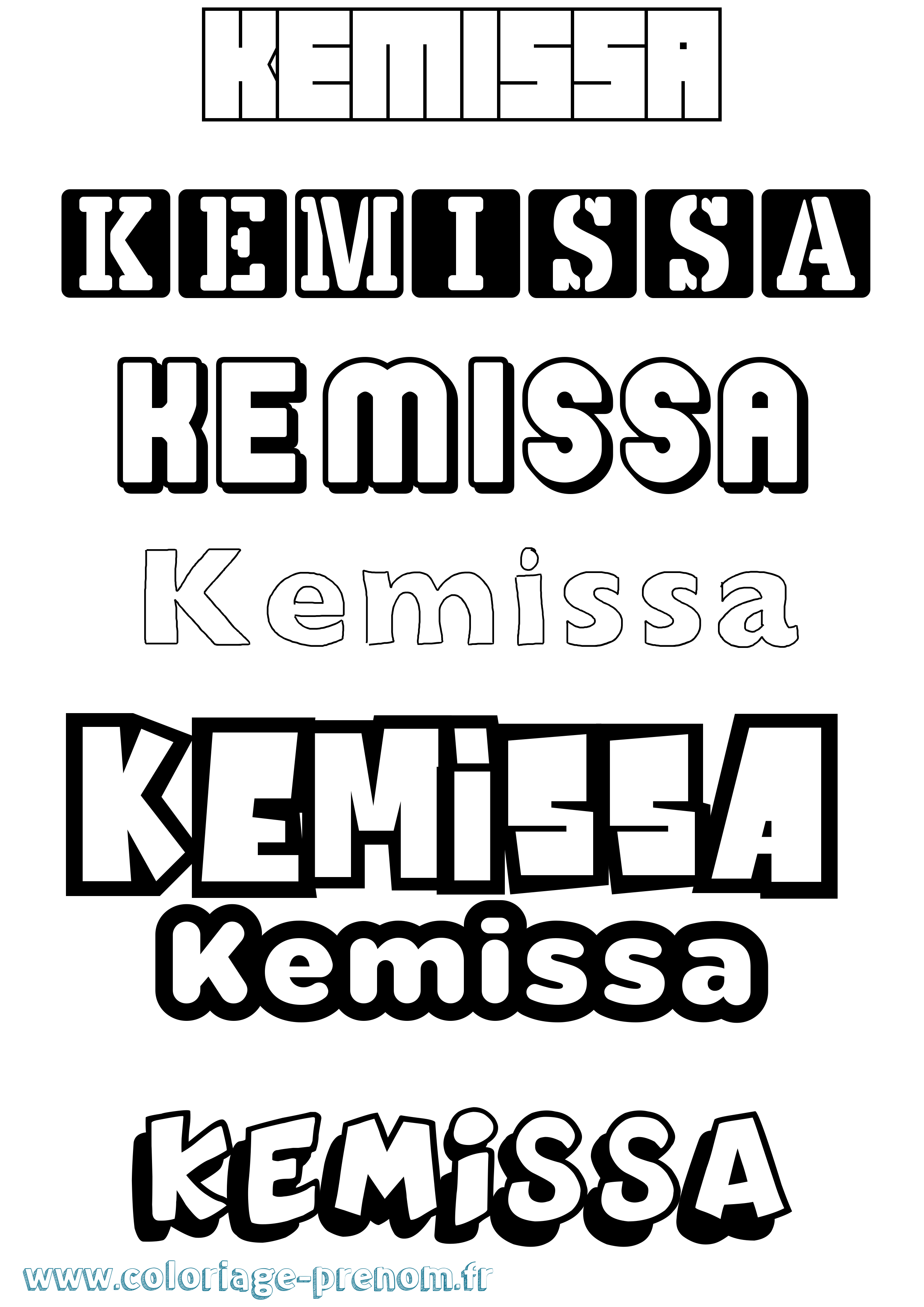 Coloriage Kemissa Simple Coloriage prénom Kemissa Simple