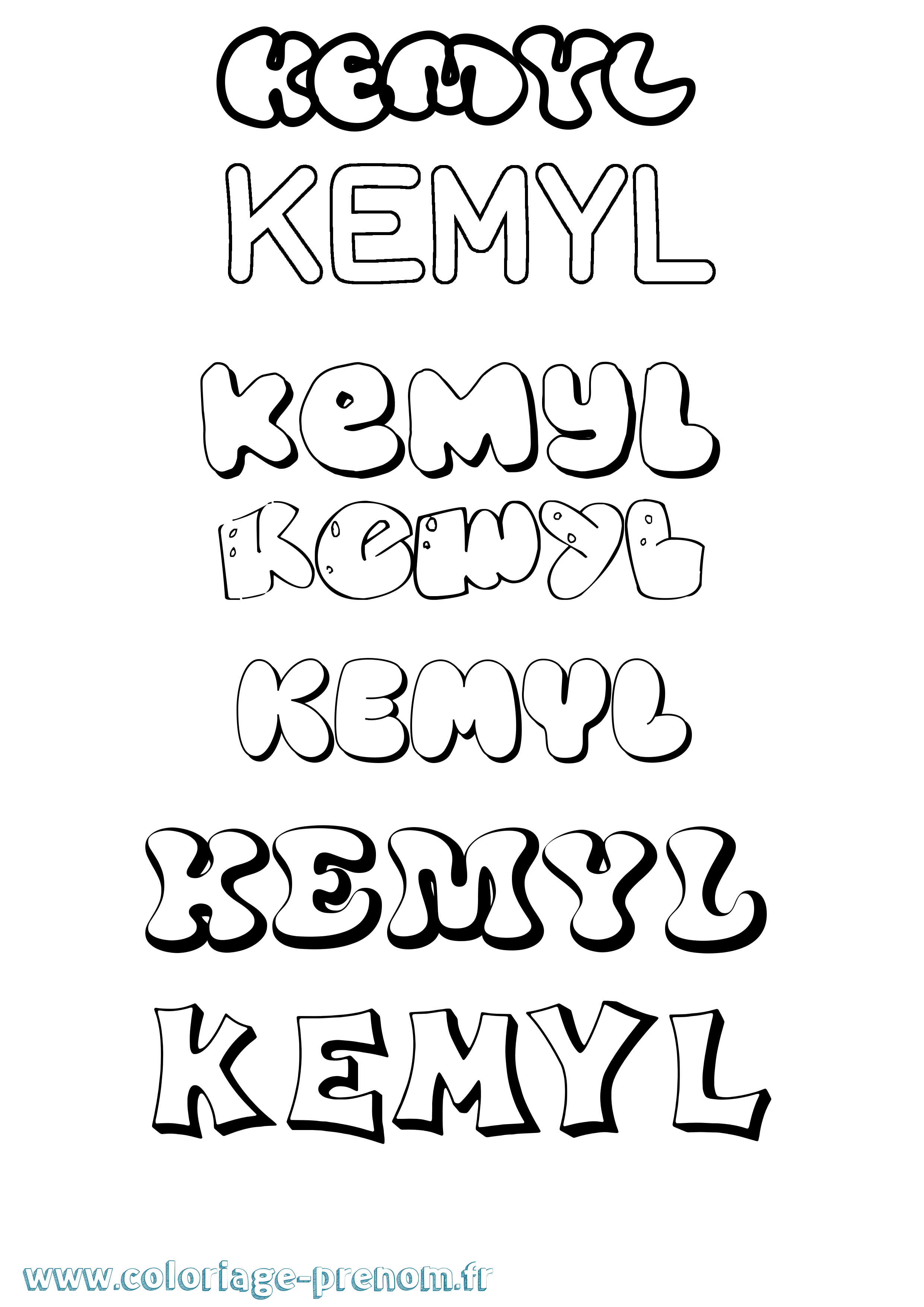 Coloriage Kemyl Bubble Coloriage prénom Kemyl Bubble