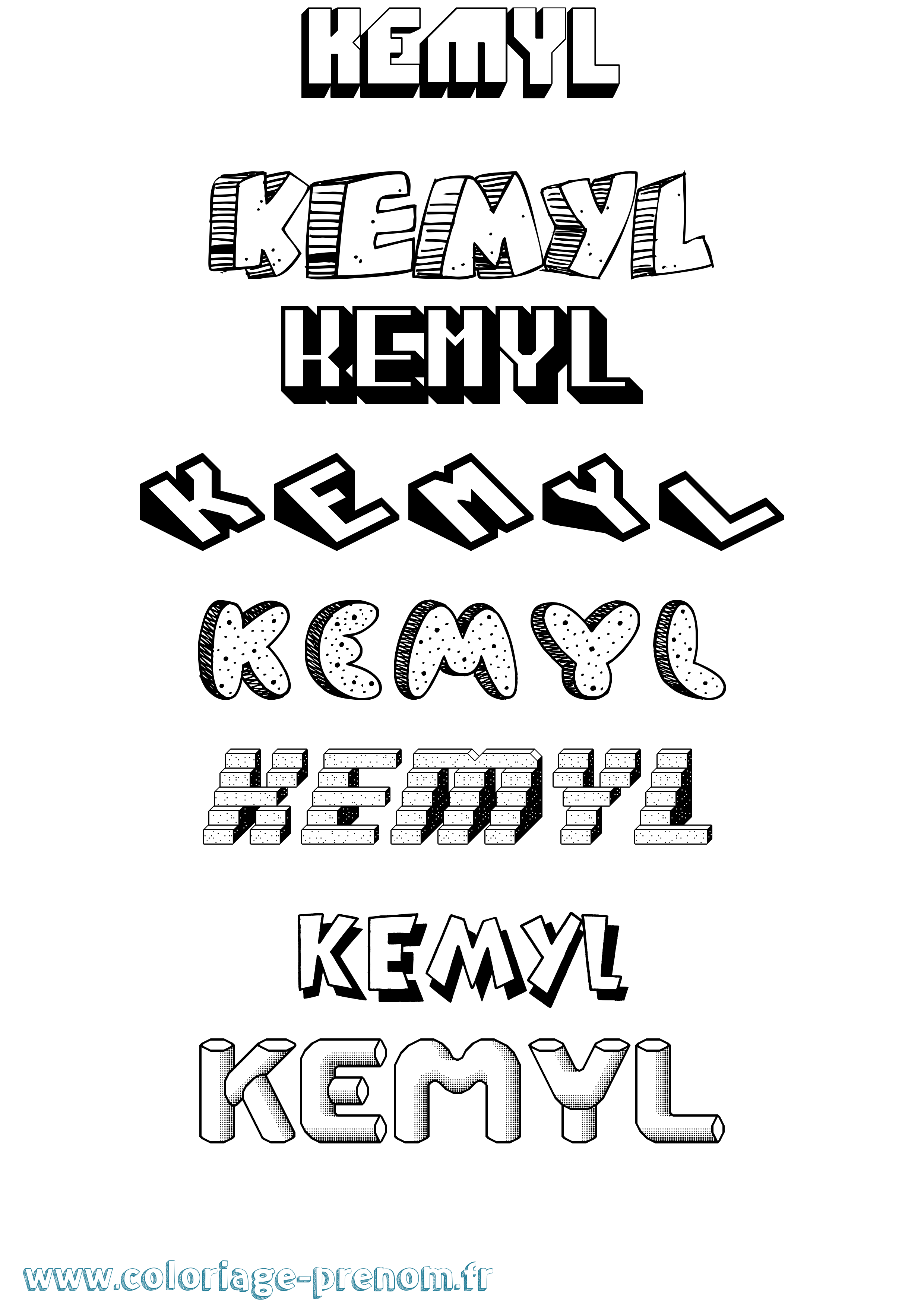 Coloriage Kemyl Effet 3D Coloriage prénom Kemyl Effet 3D