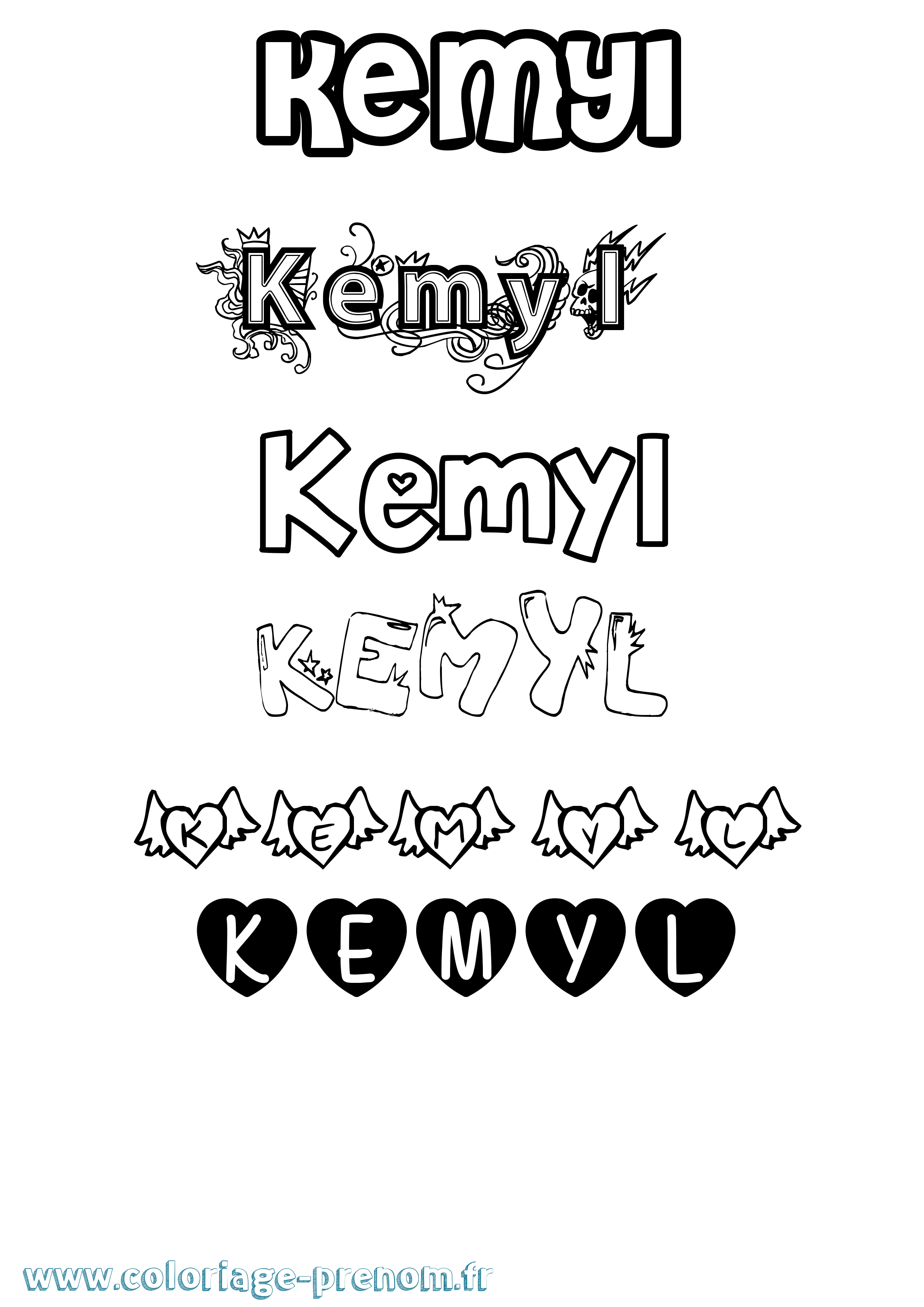 Coloriage Kemyl Girly Coloriage prénom Kemyl Girly