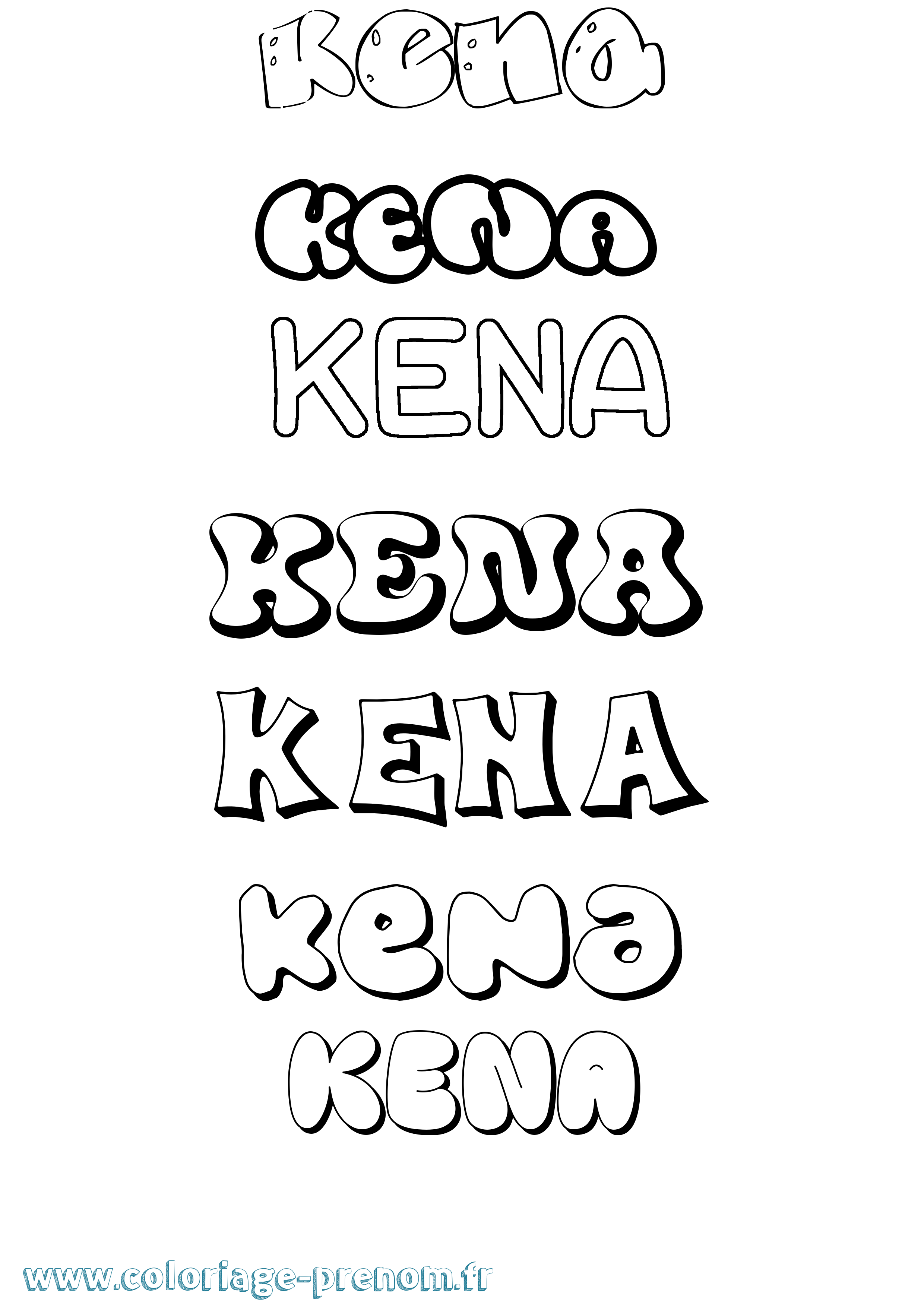 Coloriage Kena Bubble Coloriage prénom Kena Bubble
