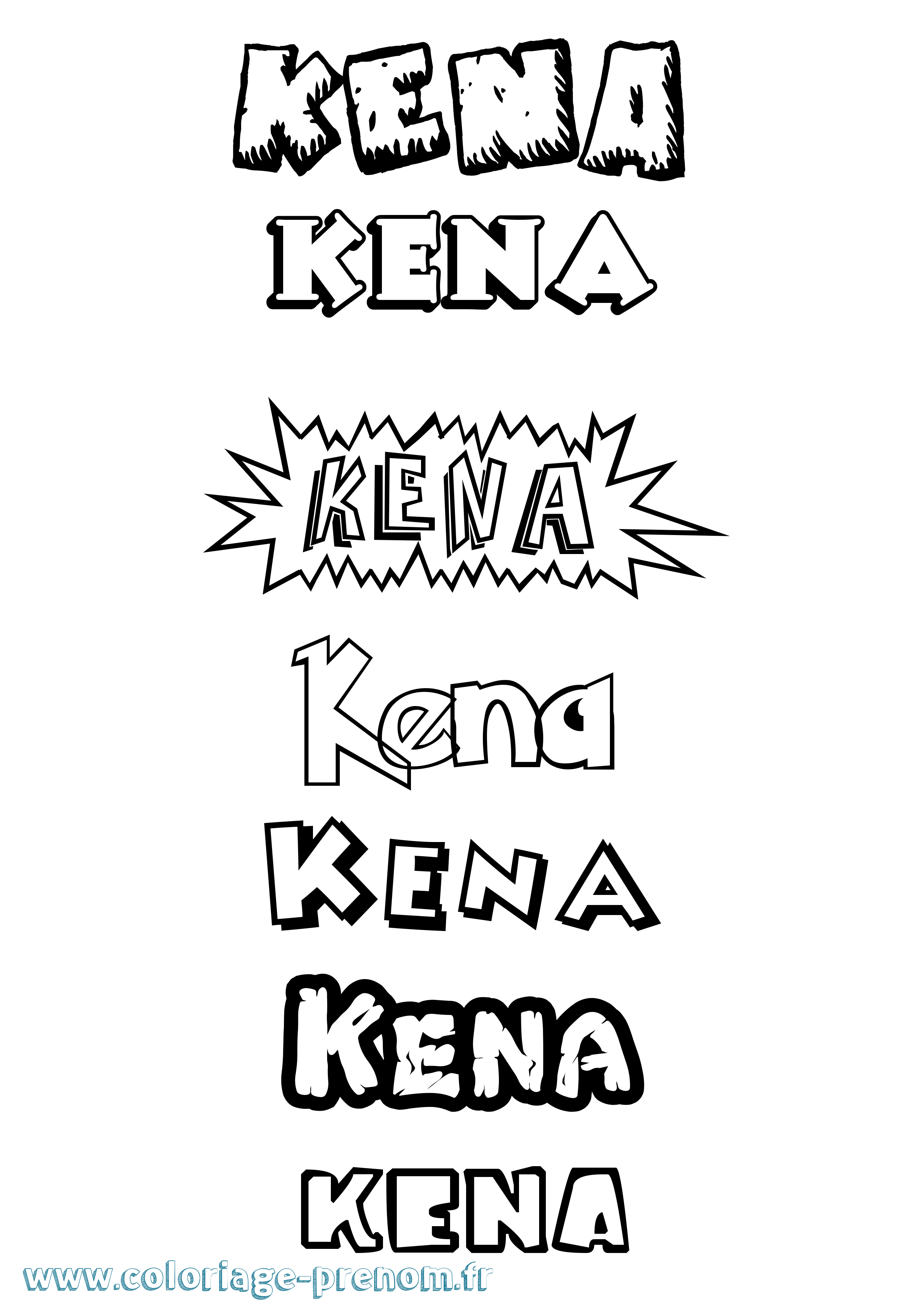 Coloriage Kena Dessin Animé Coloriage prénom Kena Dessin Animé