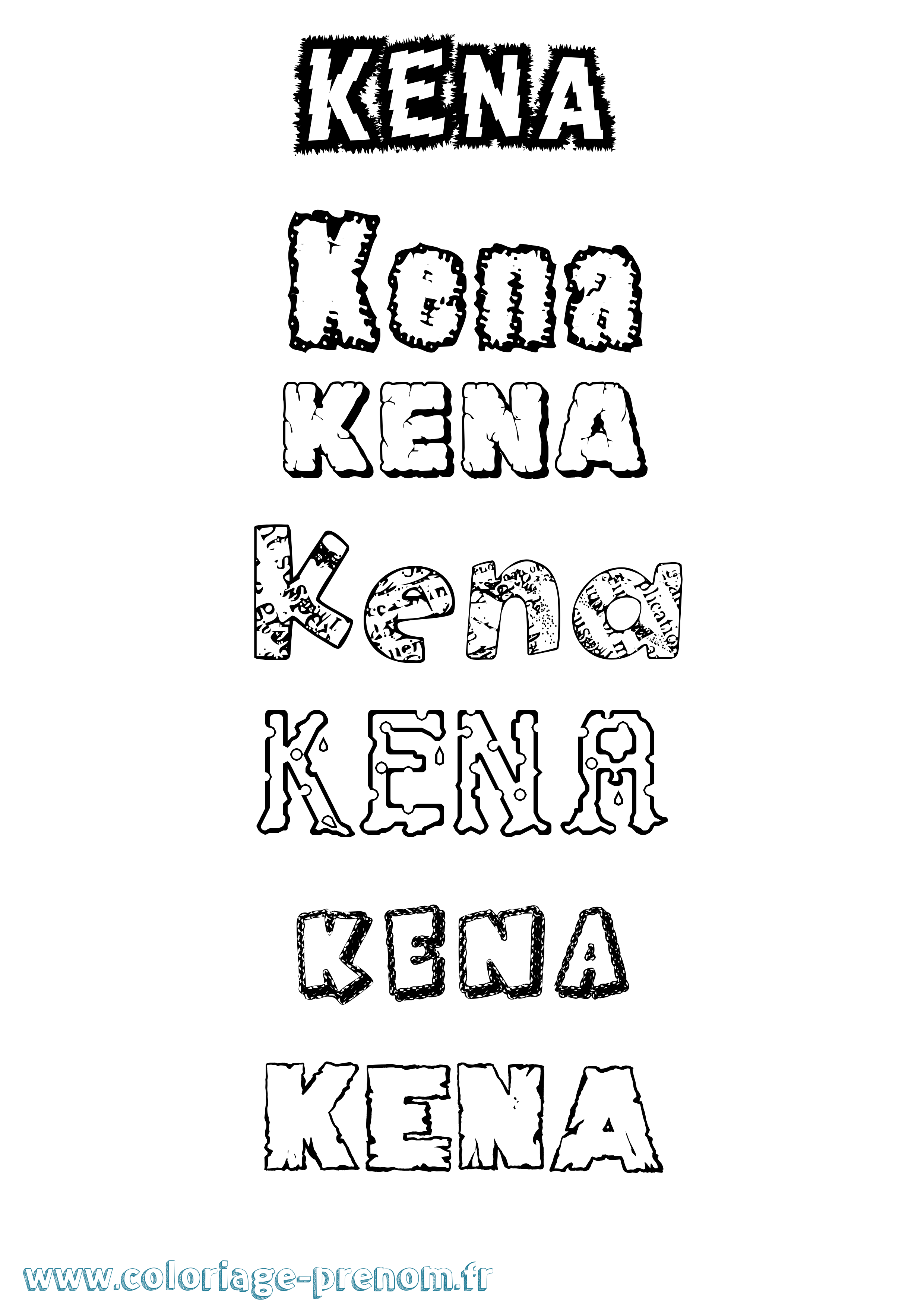 Coloriage Kena Destructuré Coloriage prénom Kena Destructuré
