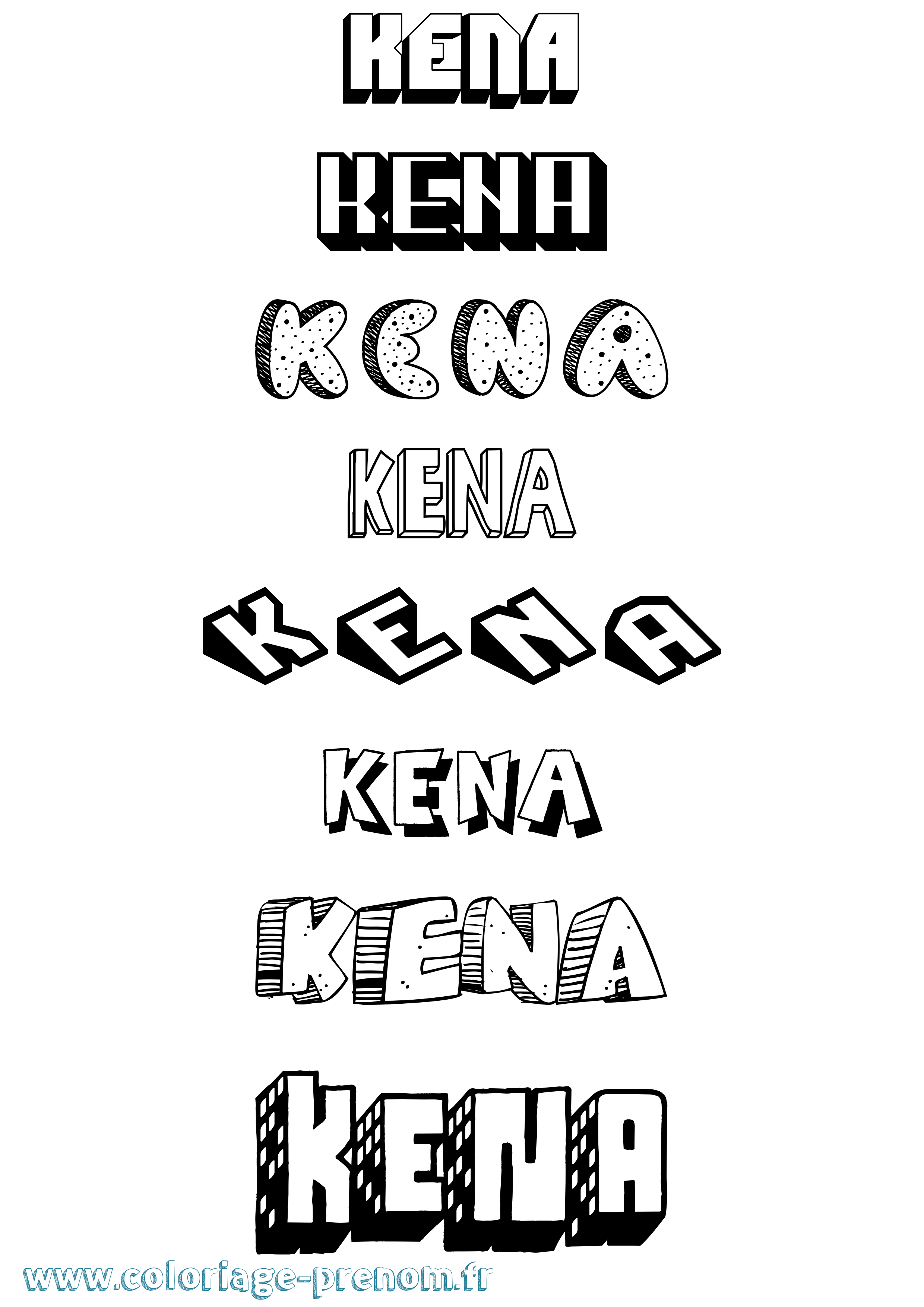Coloriage Kena Effet 3D Coloriage prénom Kena Effet 3D