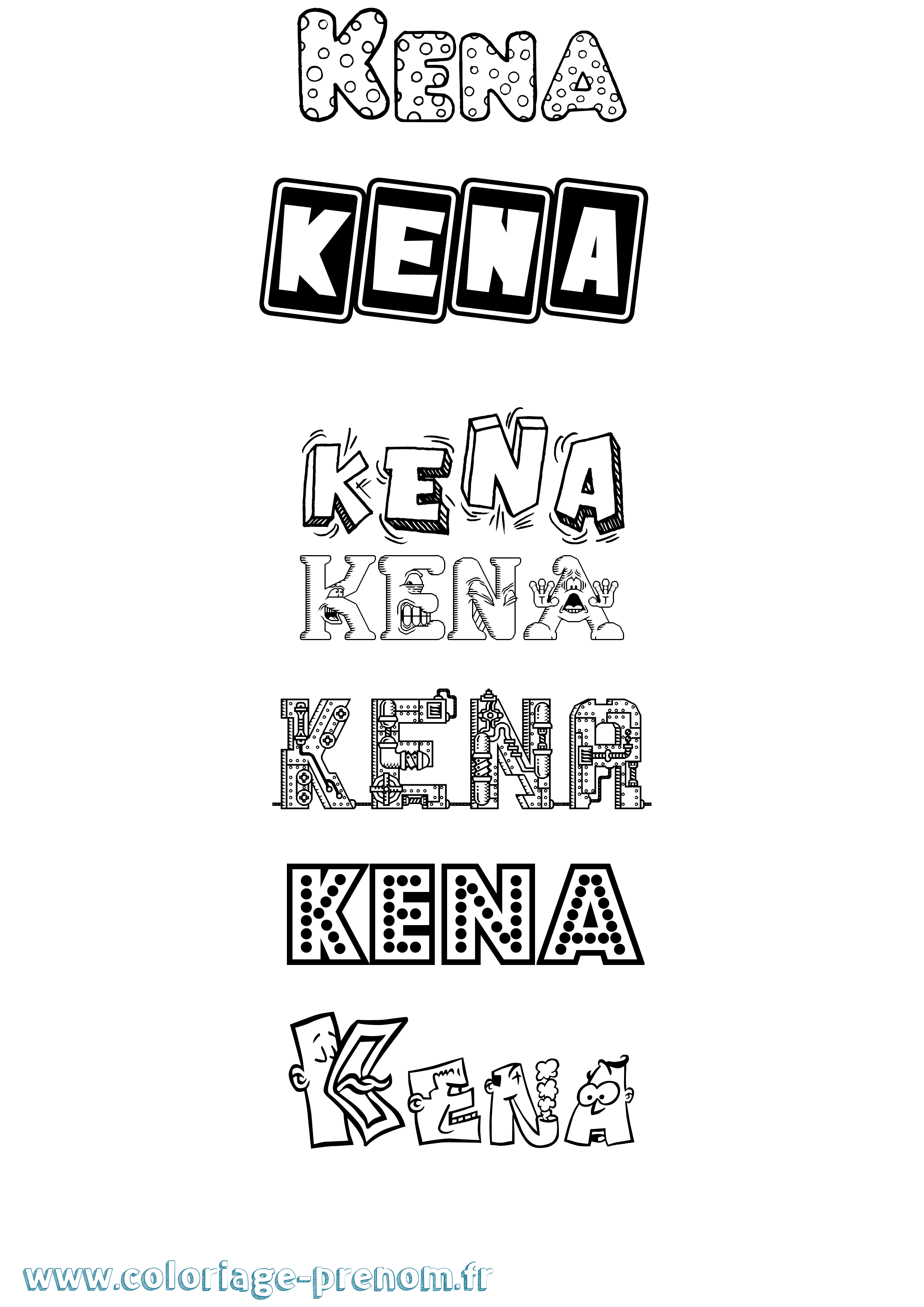 Coloriage Kena Fun Coloriage prénom Kena Fun