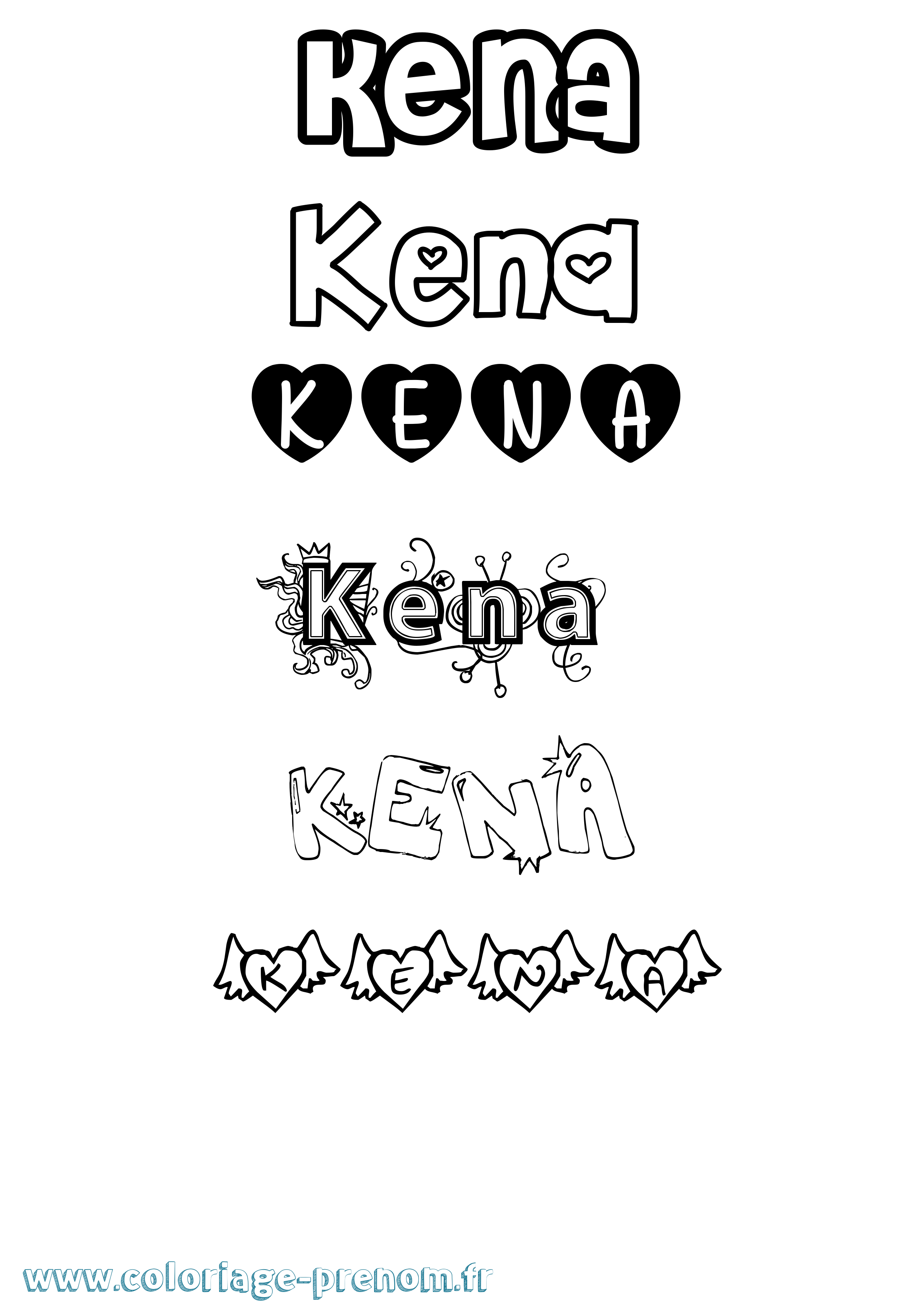 Coloriage Kena Girly Coloriage prénom Kena Girly