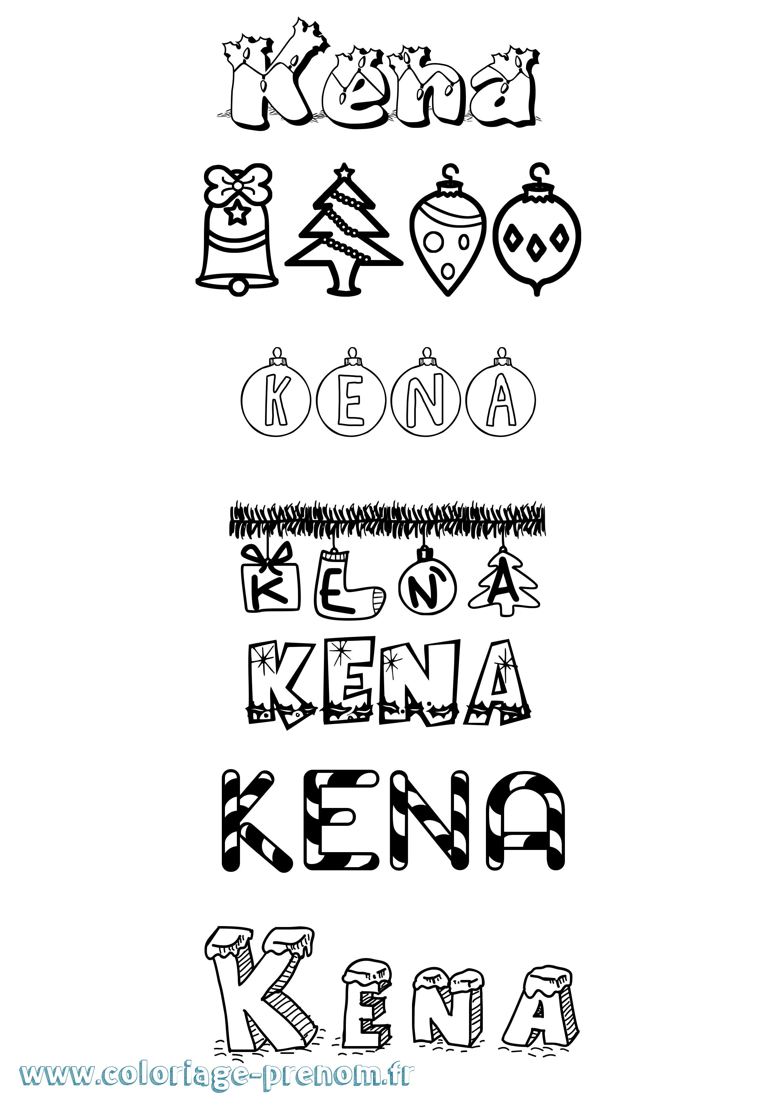 Coloriage Kena Noël Coloriage prénom Kena Noël
