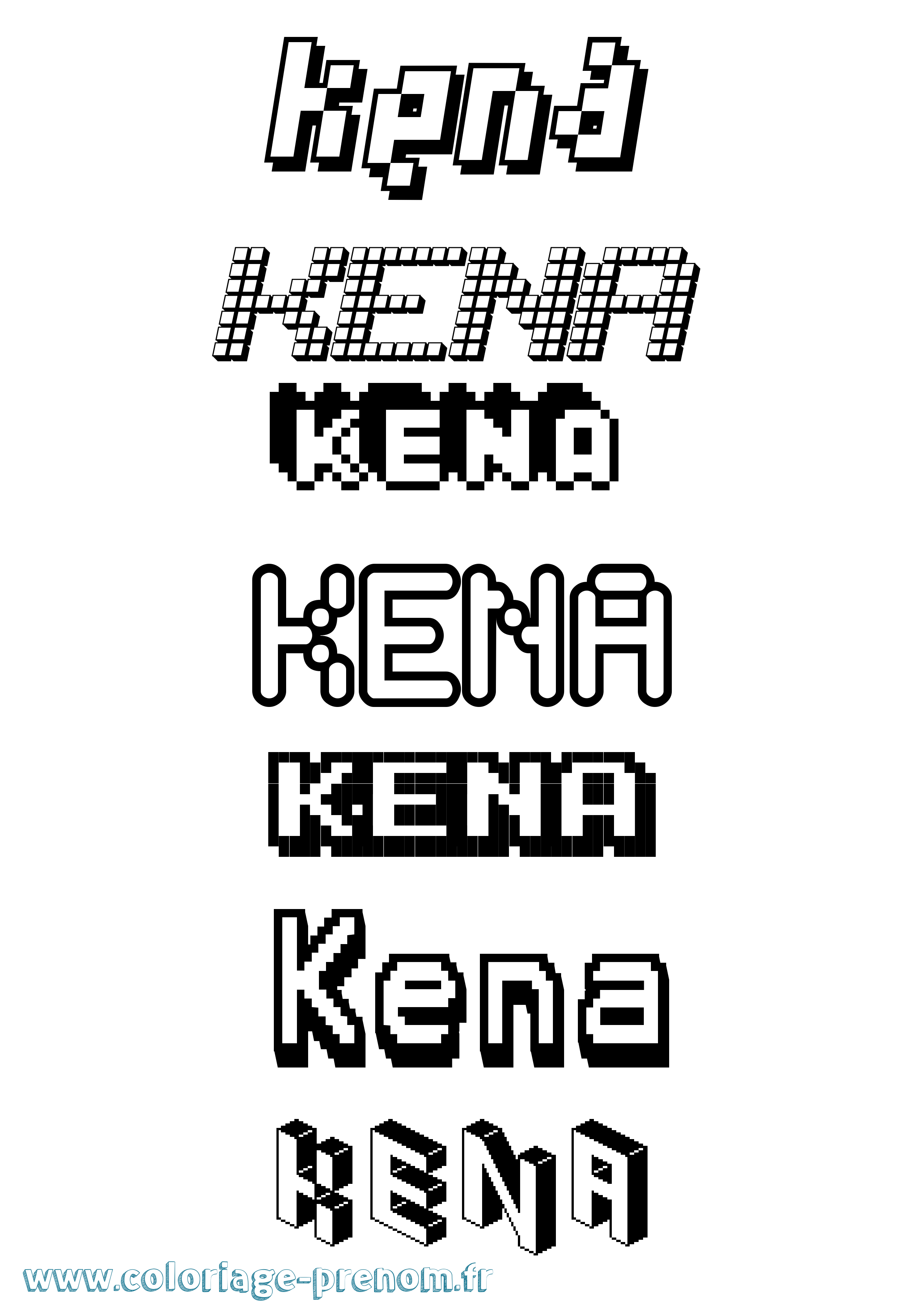 Coloriage Kena Pixel Coloriage prénom Kena Pixel