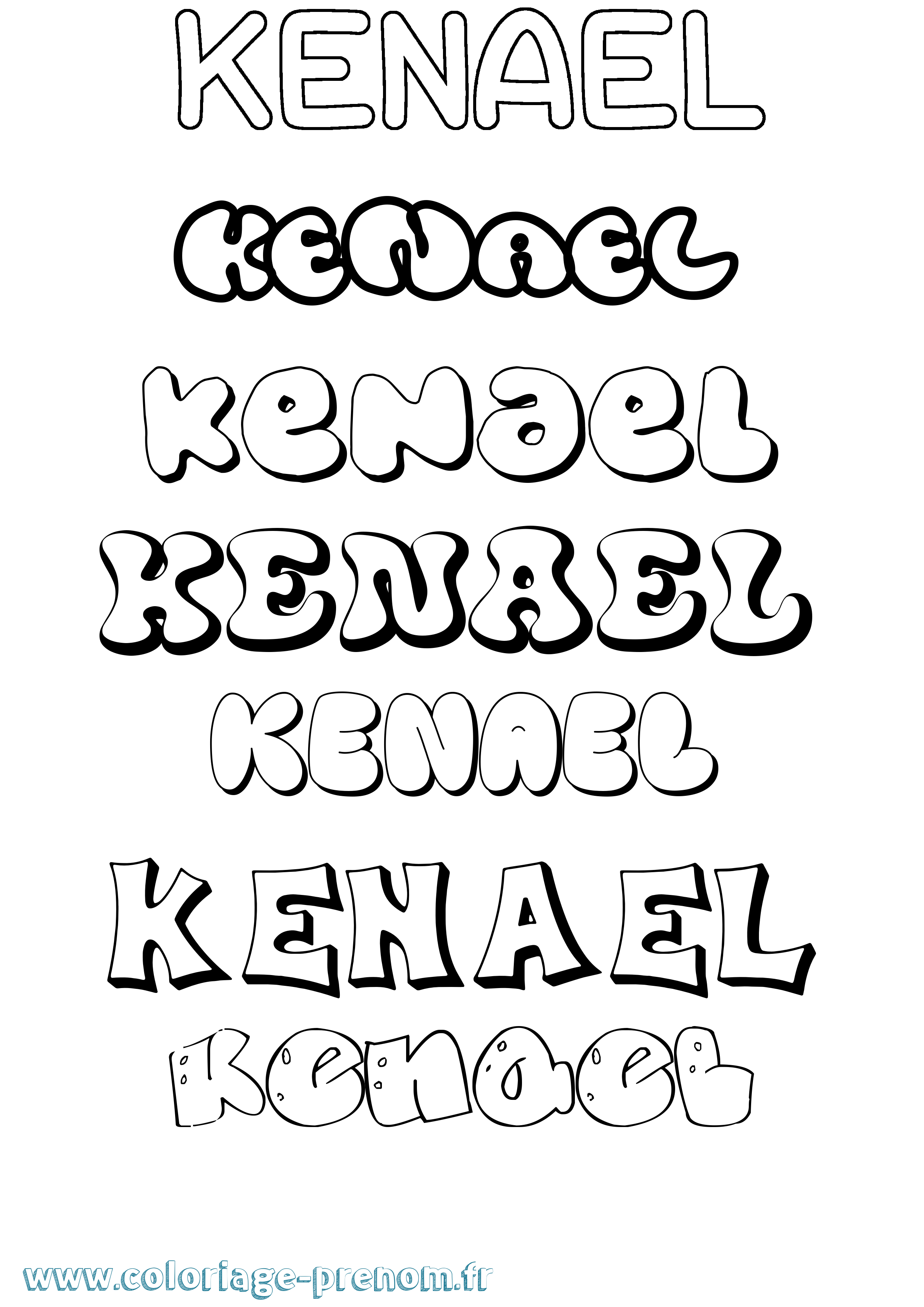 Coloriage Kenael Bubble Coloriage prénom Kenael Bubble