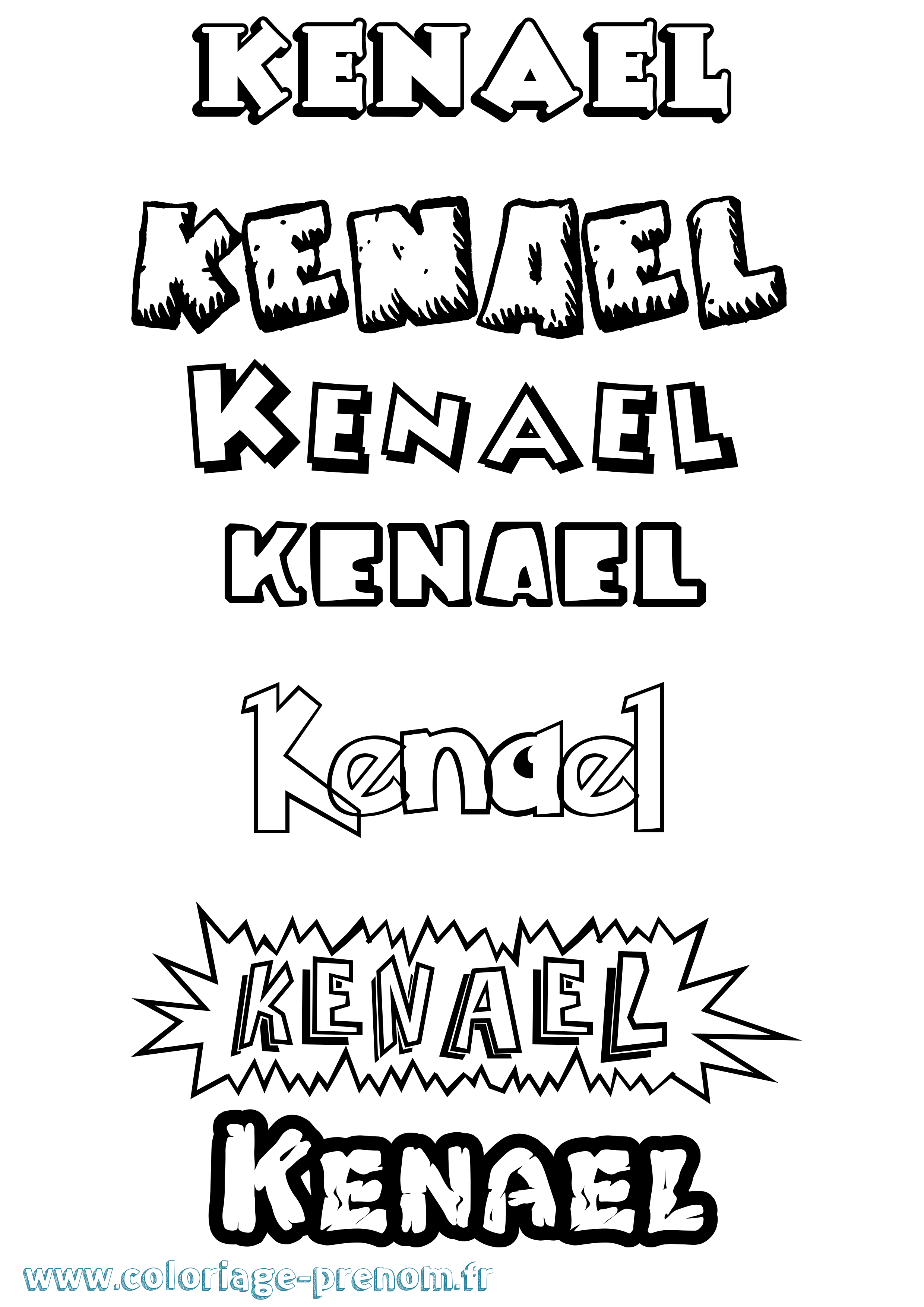 Coloriage Kenael Dessin Animé Coloriage prénom Kenael Dessin Animé